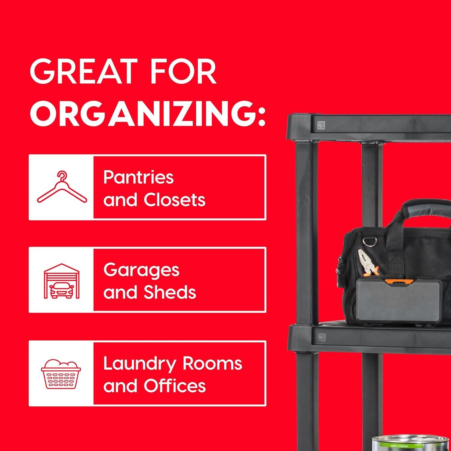 Estantería de Plástico IRIS USA 3 Niveles Alta Resistencia 204kg