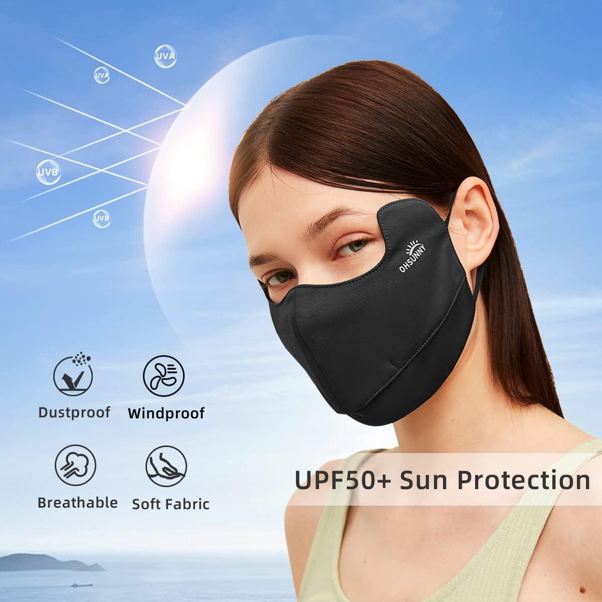 Cubierta Facial Solar UPF 50+ Anti-UV para Mujeres - Negra