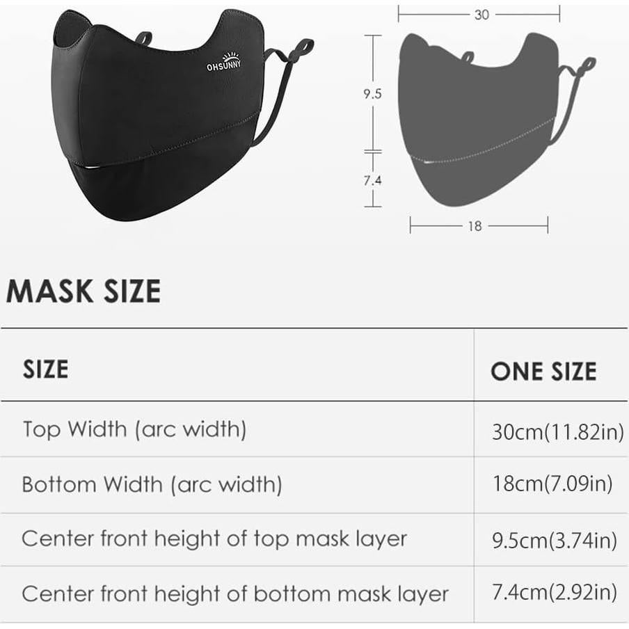 Cubierta Facial Solar UPF 50+ Anti-UV para Mujeres - Negra