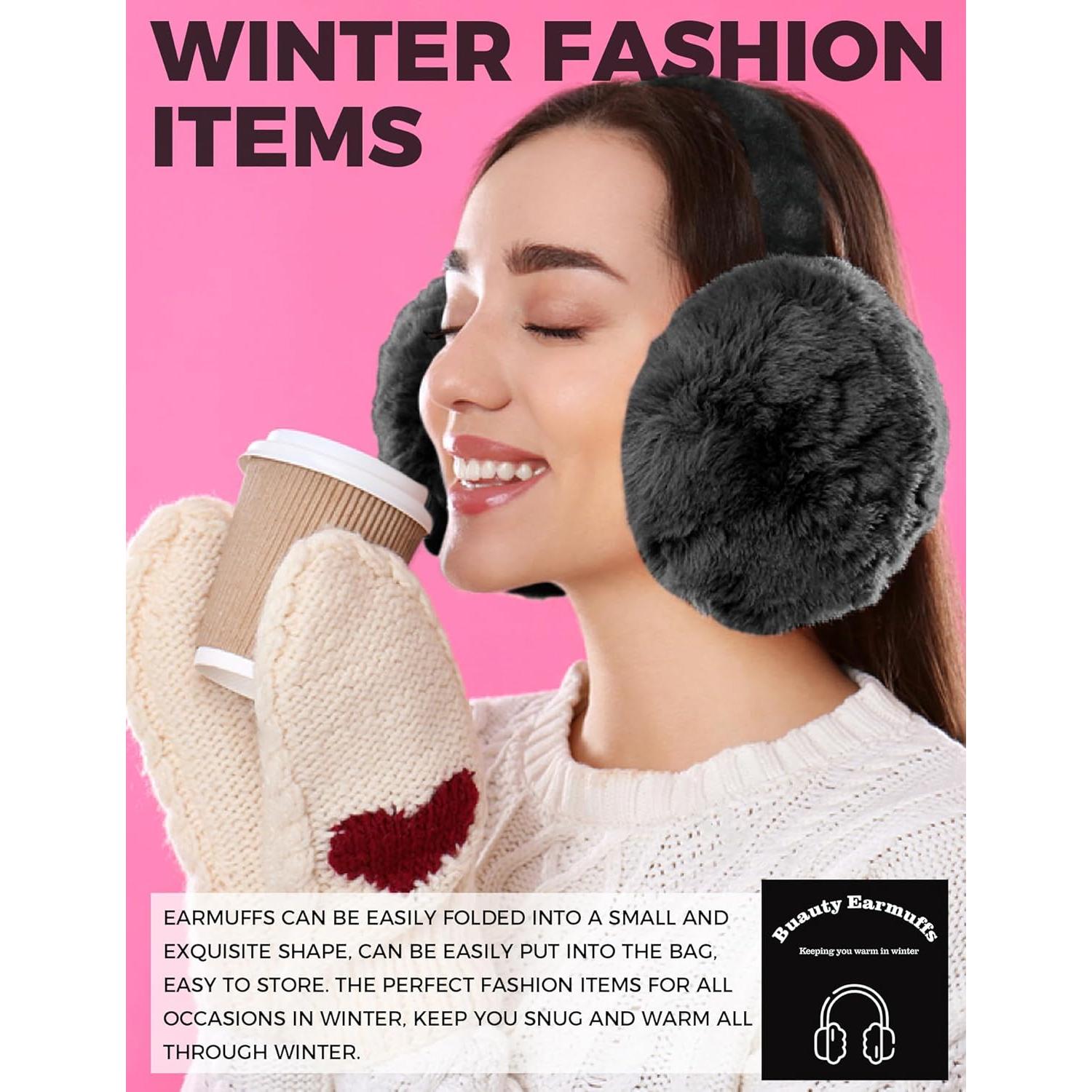 Orejeras de Invierno Buauty Unisex Negras Suaves y Cálidas