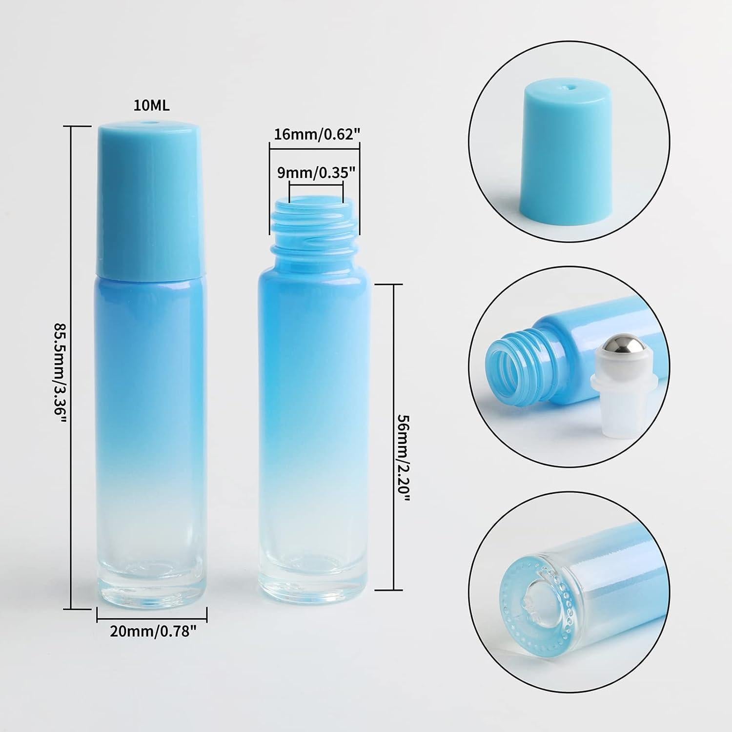Botellas de Aceite Esencial Ellbest 10ml 8PCS Reutilizables Azul