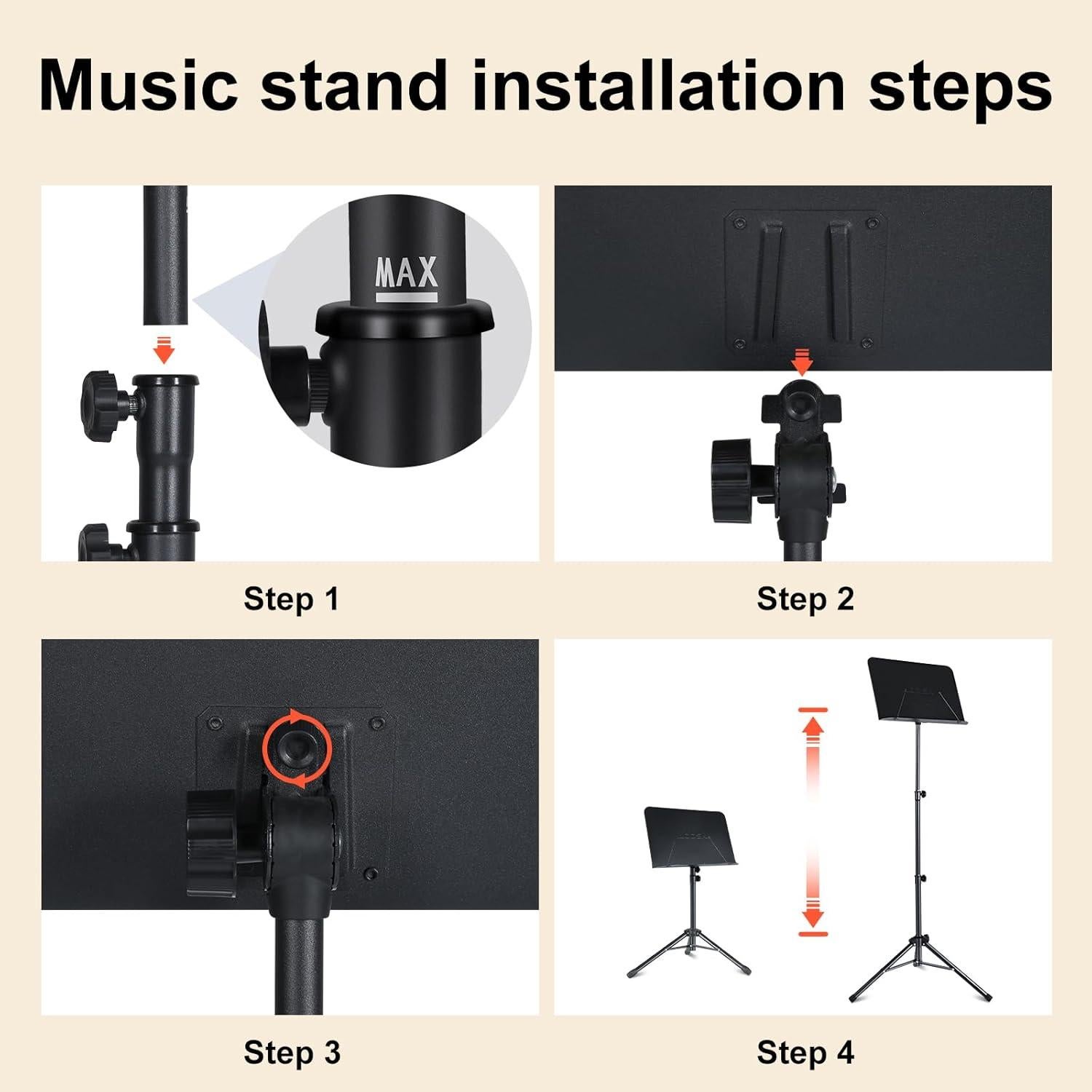 Soporte de Partituras AODSK UAS-M55 Plegable Ajustable 70-145 cm