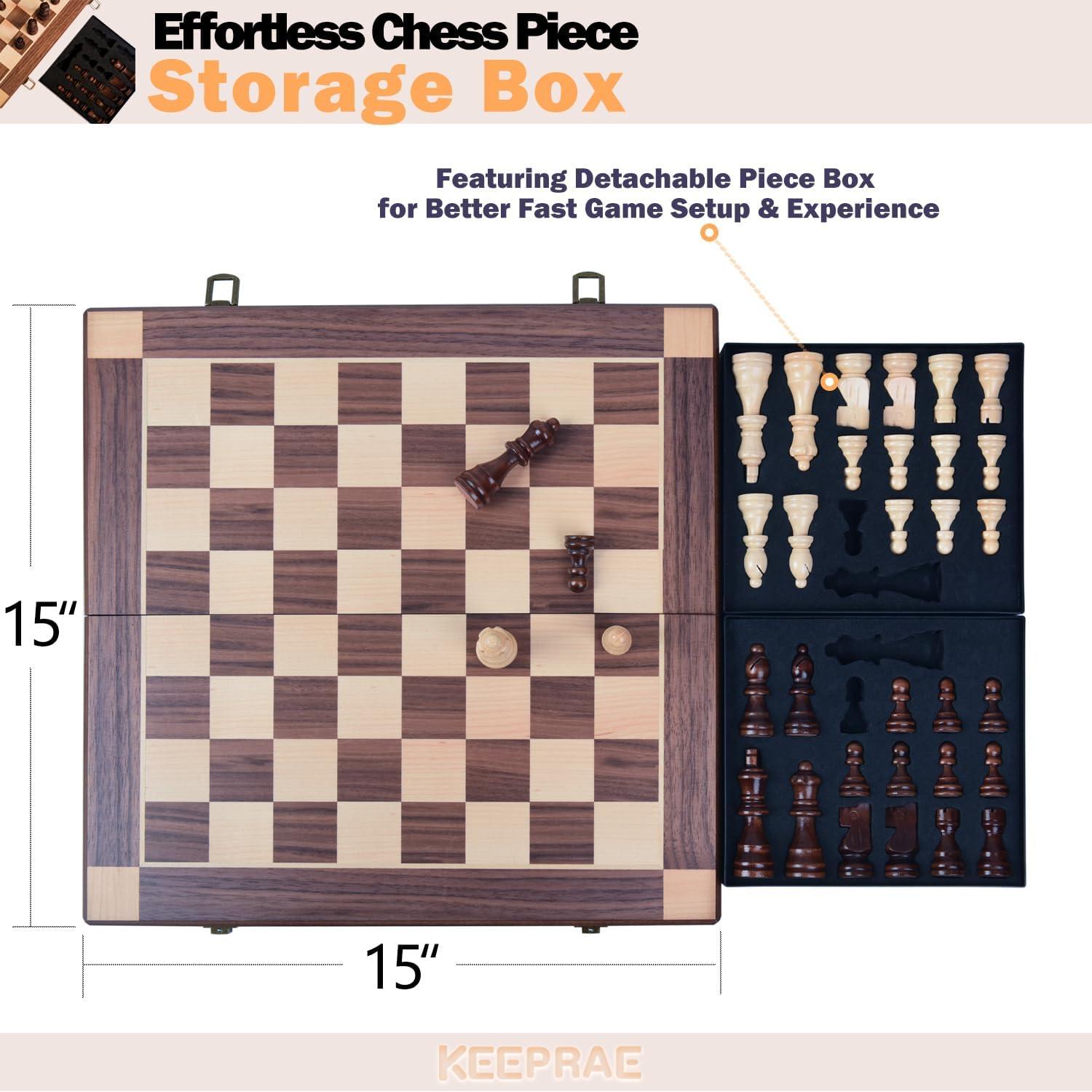 Juego de Ajedrez Magnético de Madera 40x20cm KEEPRAE Plegable