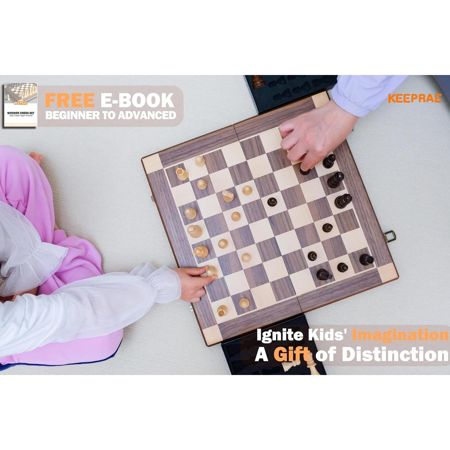 Juego de Ajedrez Magnético de Madera 40x20cm KEEPRAE Plegable