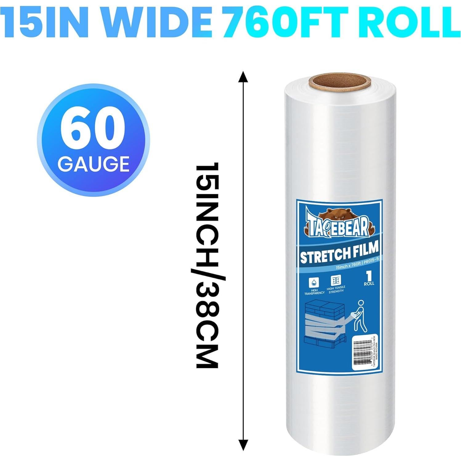 Película Estirable TAPEBEAR 15" x 231m 60 Gauge para Mudanzas