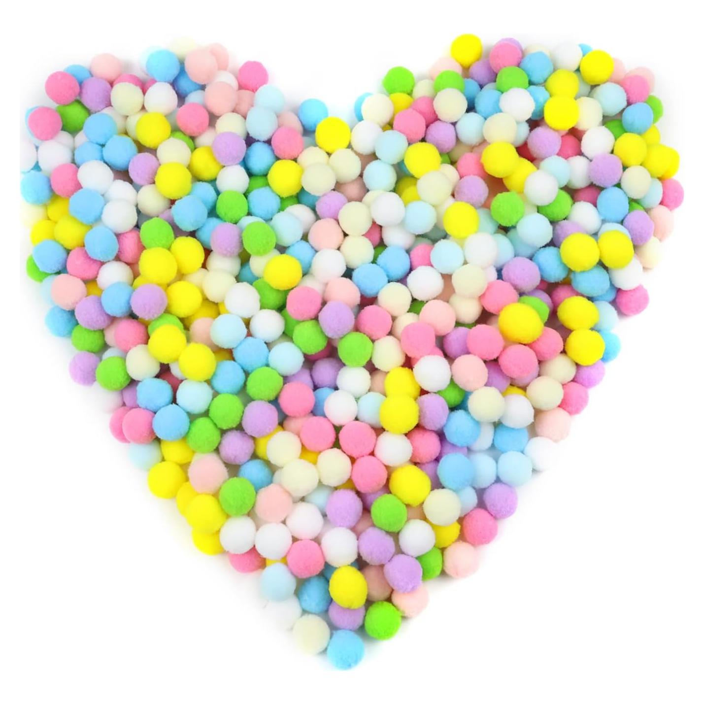 Pompones de Colores Arcoíris Lawie 500 Piezas 2cm para Manualidades