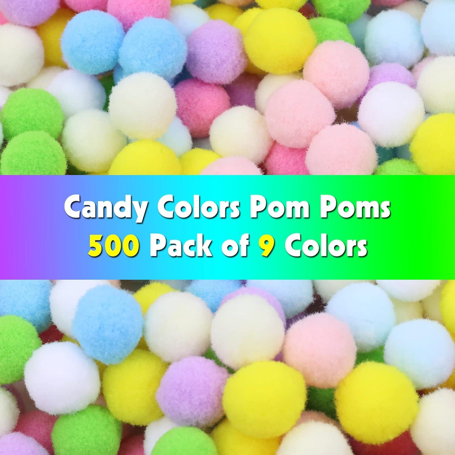 Pompones de Colores Arcoíris Lawie 500 Piezas 2cm para Manualidades