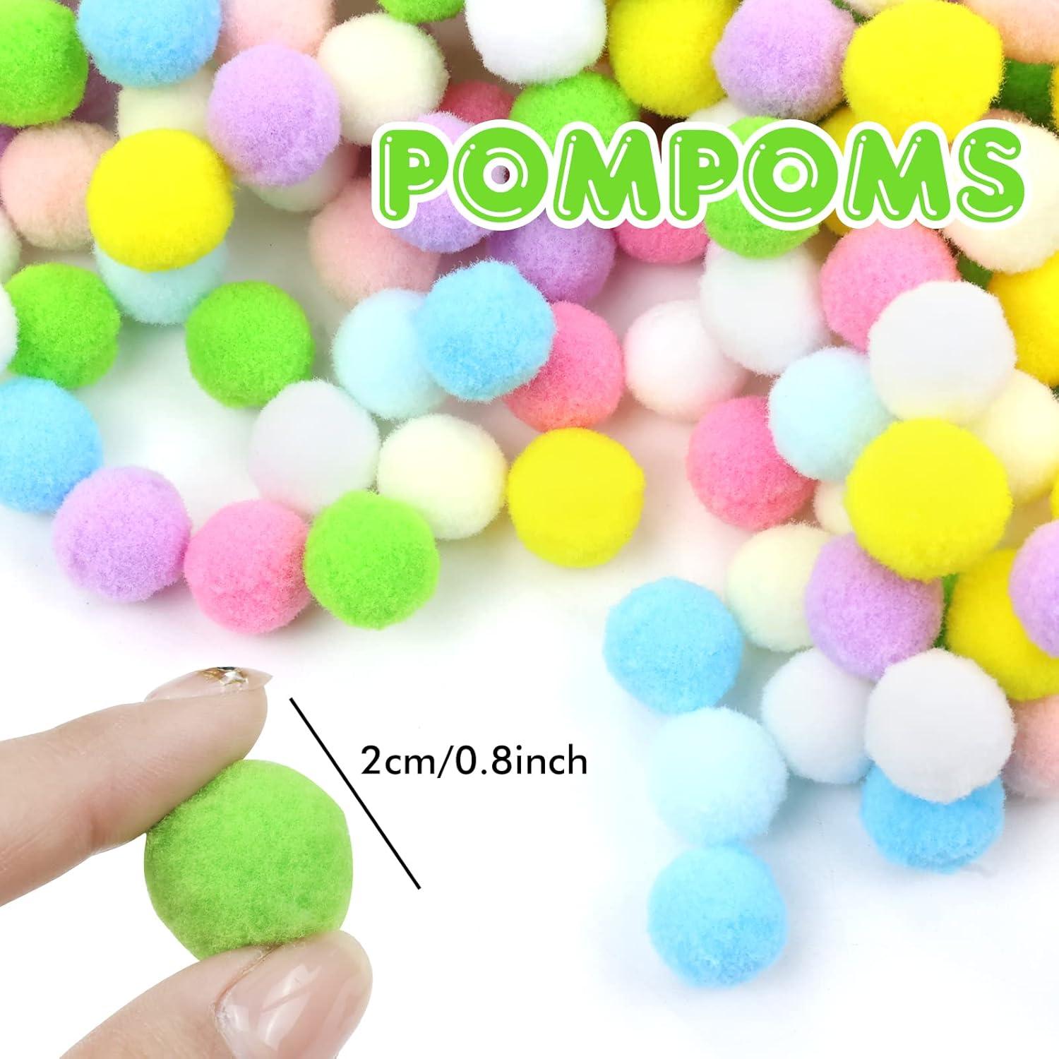 Pompones de Colores Arcoíris Lawie 500 Piezas 2cm para Manualidades