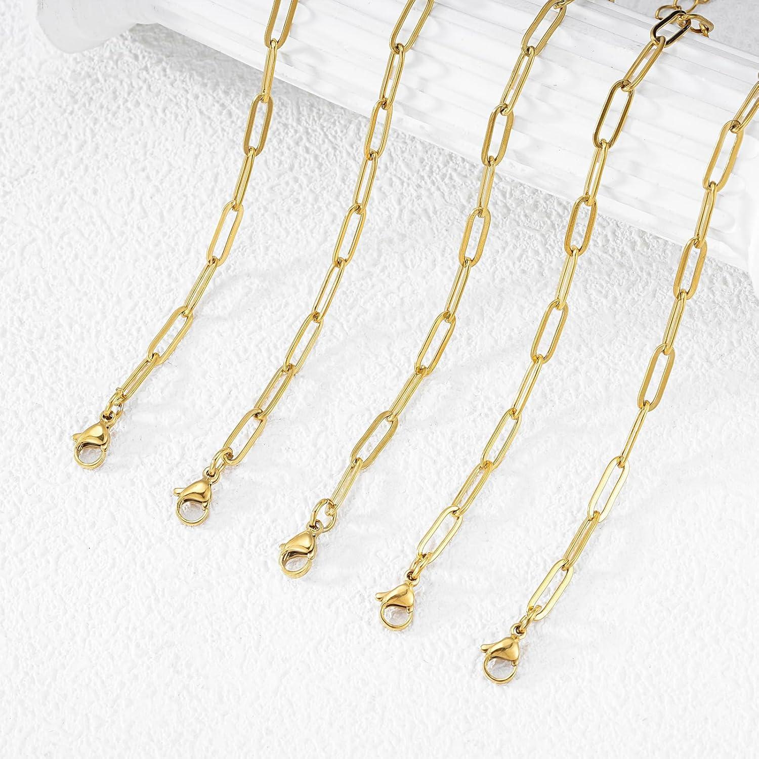 Paquete de 16 Pulseras de Encanto KEIAOUE de Acero Inoxidable Oro