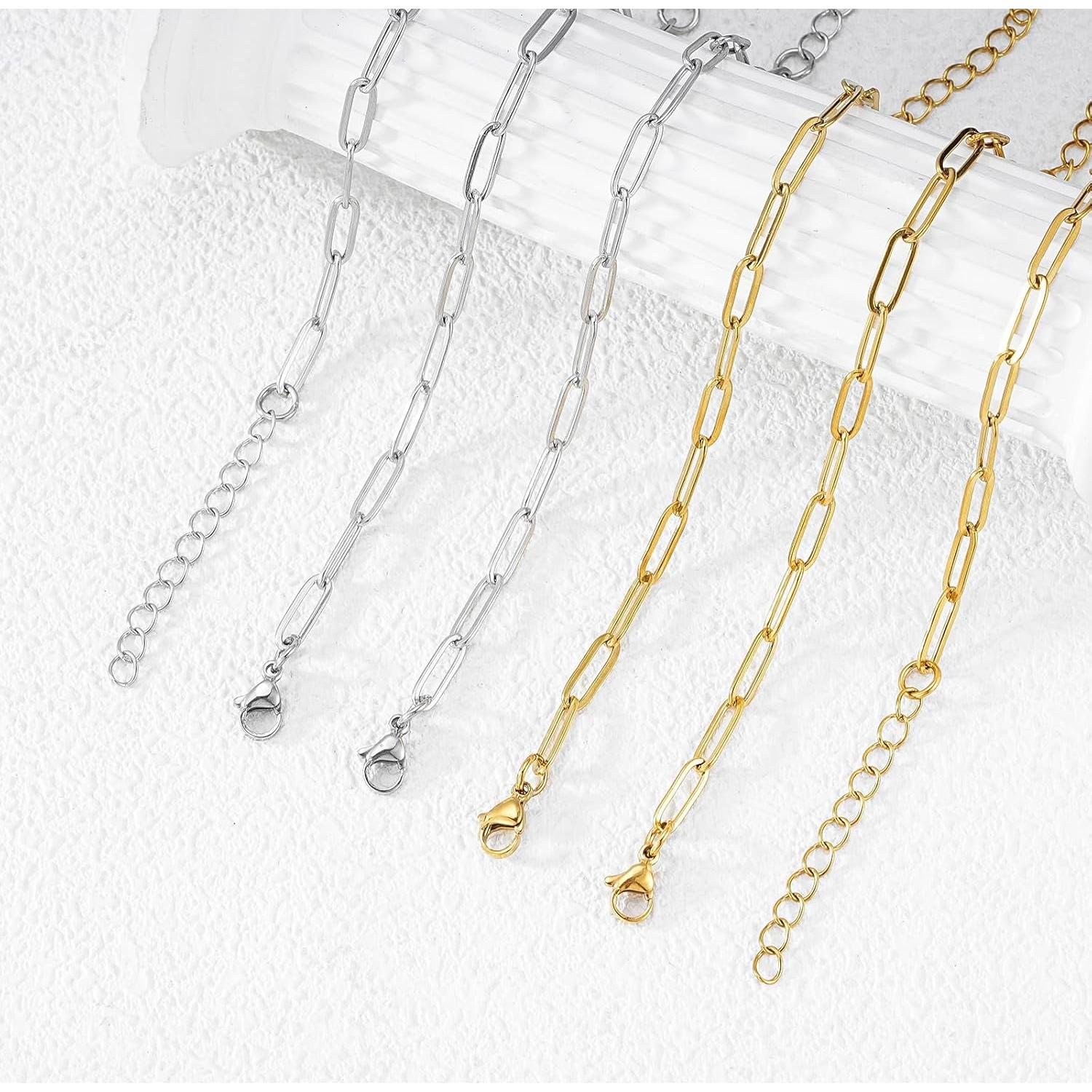 Paquete de 16 Pulseras de Encanto KEIAOUE de Acero Inoxidable Oro