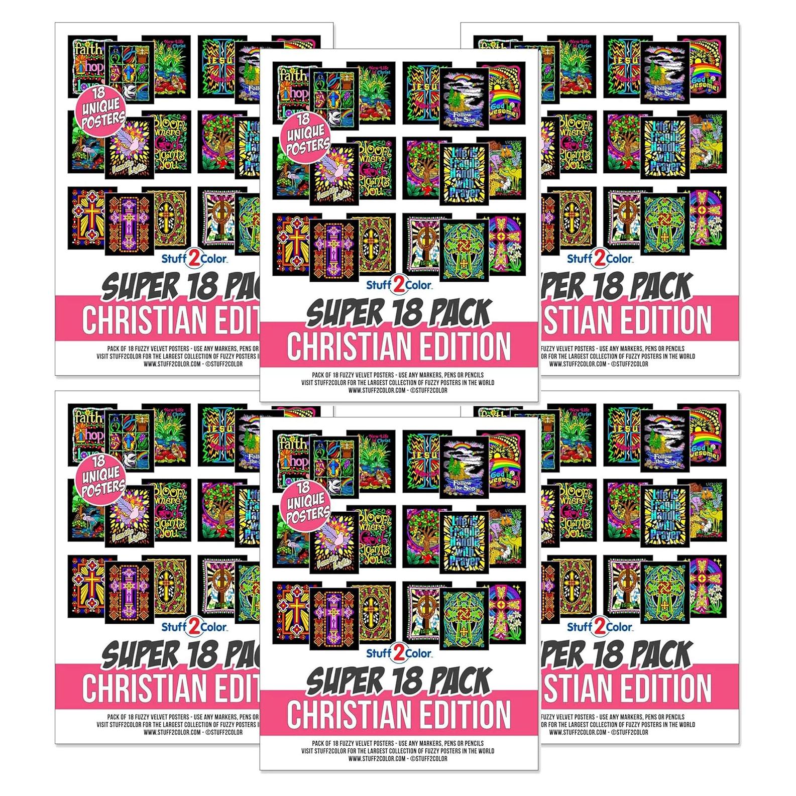 Paquete de 18 Pósters de Colorear Cristianos - Terciopelo