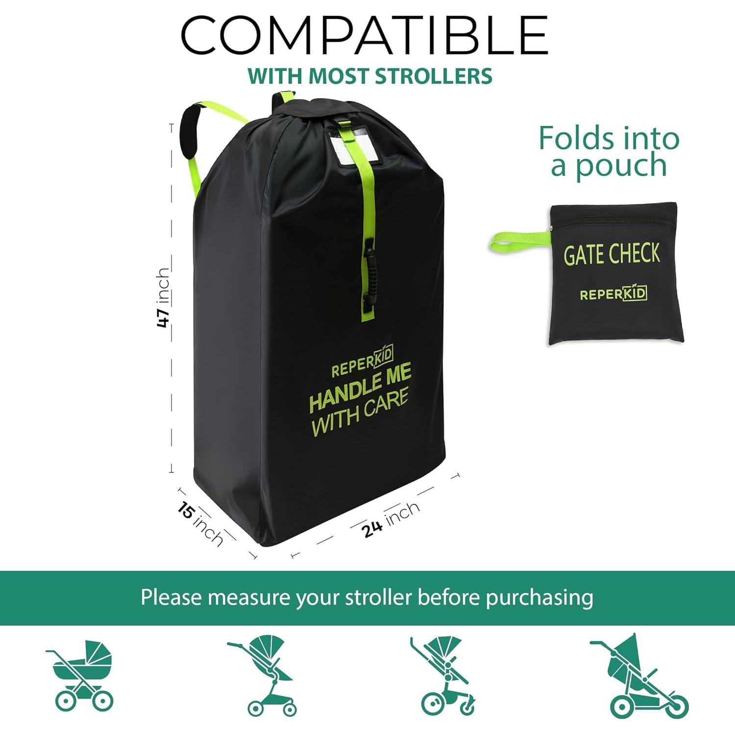 Bolsa de Carrito Grande Reperkid Negra y Verde 119x61x38cm