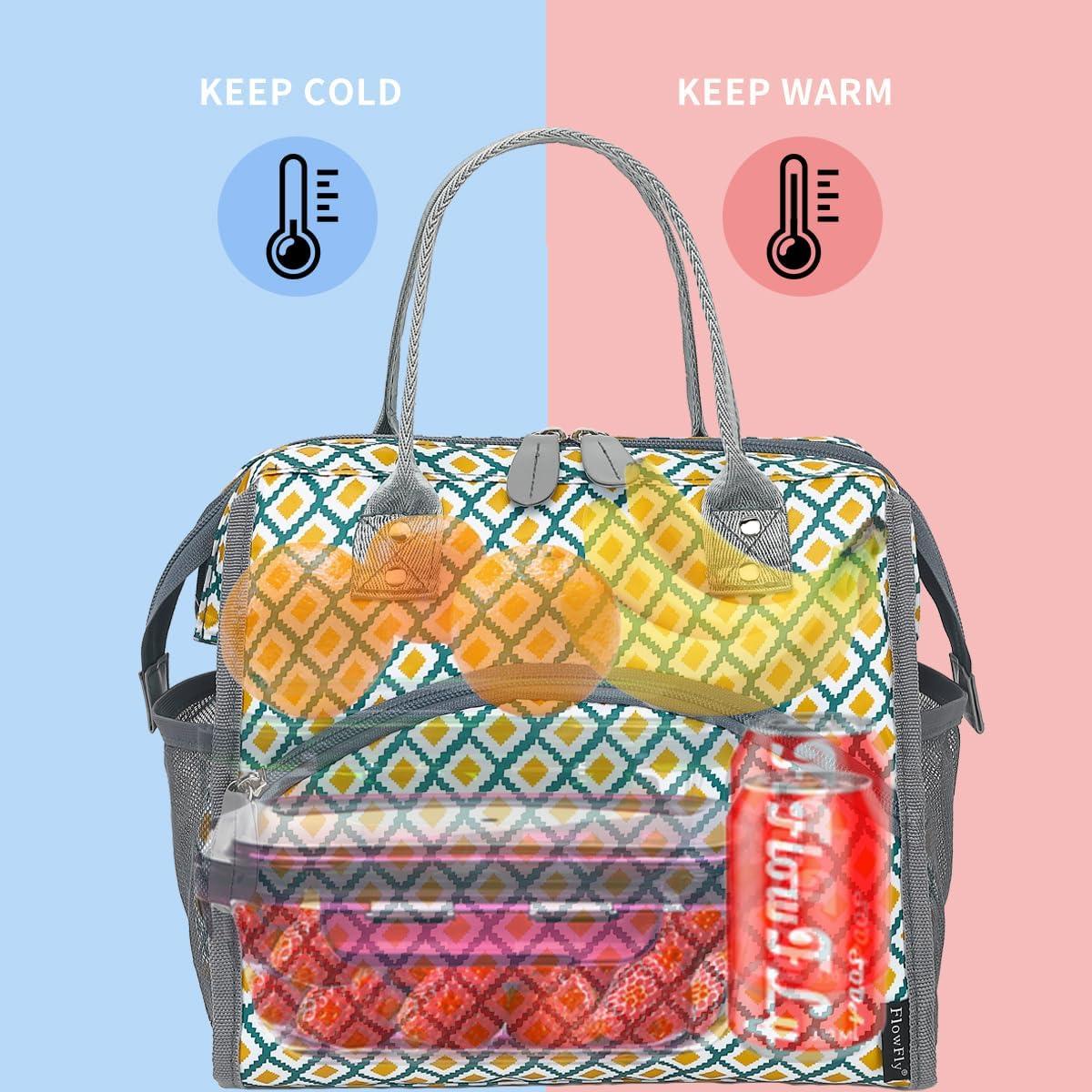 Bolsa Térmica FlowFly Grande para Almuerzo, Resistente al Agua