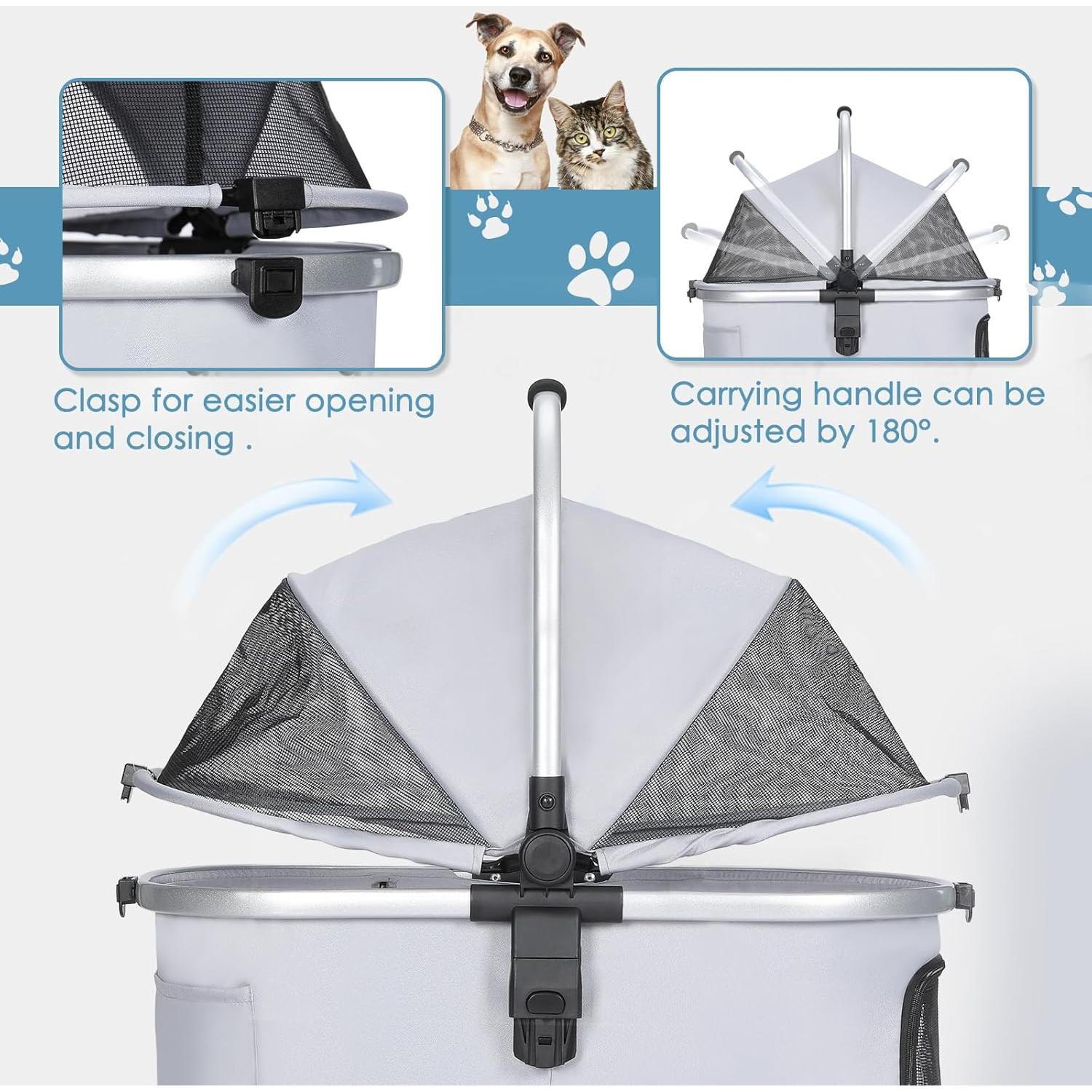 Carrito de Mascotas Dec-Mec Plegable para Perros y Gatos hasta 18kg - Gris