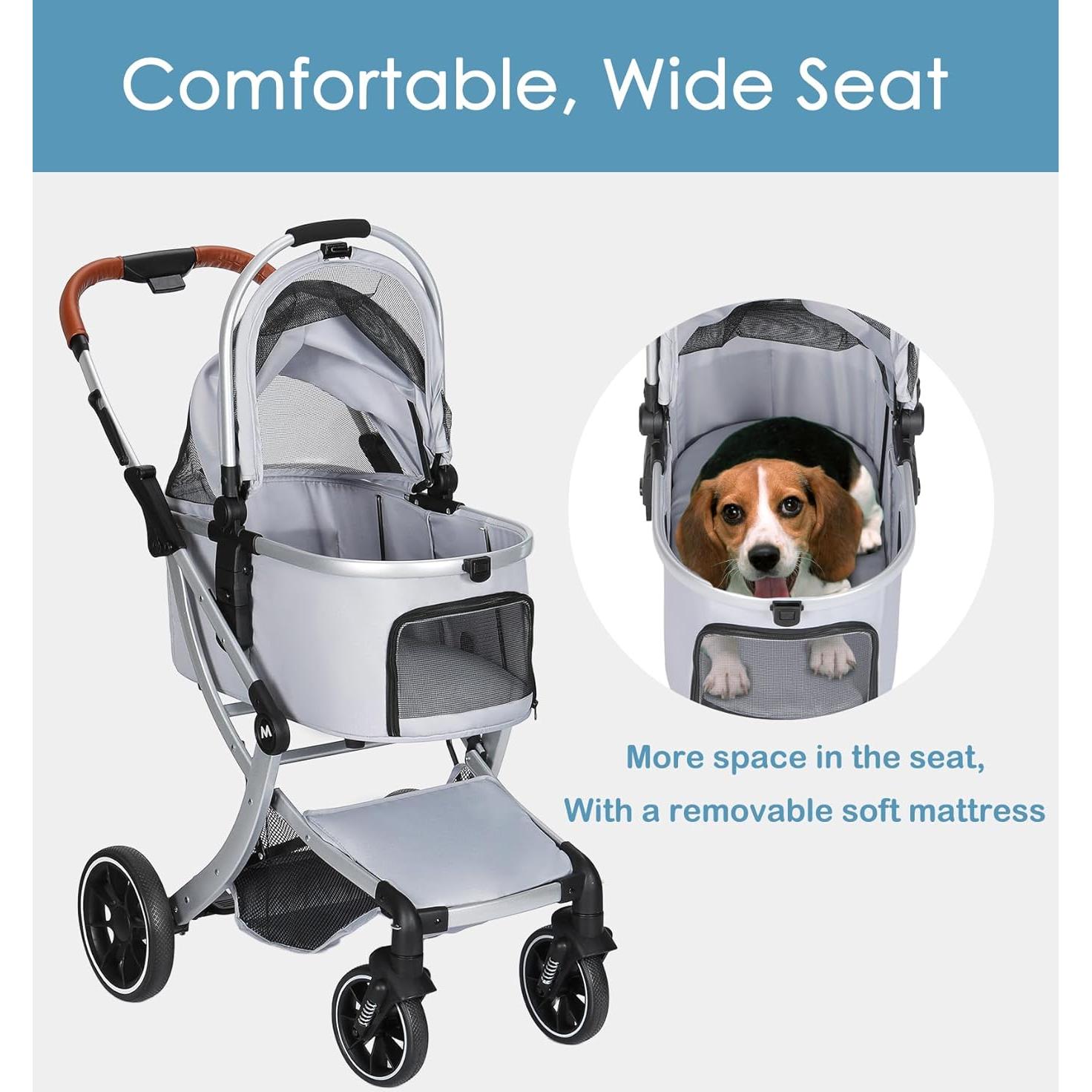 Carrito de Mascotas Dec-Mec Plegable para Perros y Gatos hasta 18kg - Gris