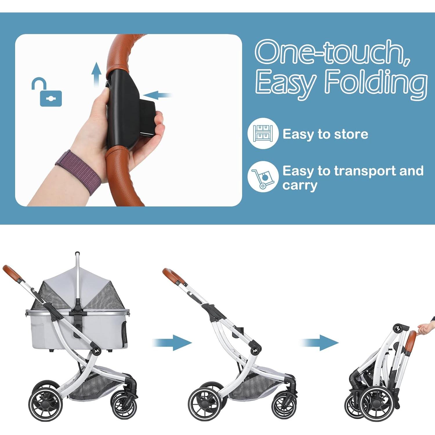 Carrito de Mascotas Dec-Mec Plegable para Perros y Gatos hasta 18kg - Gris