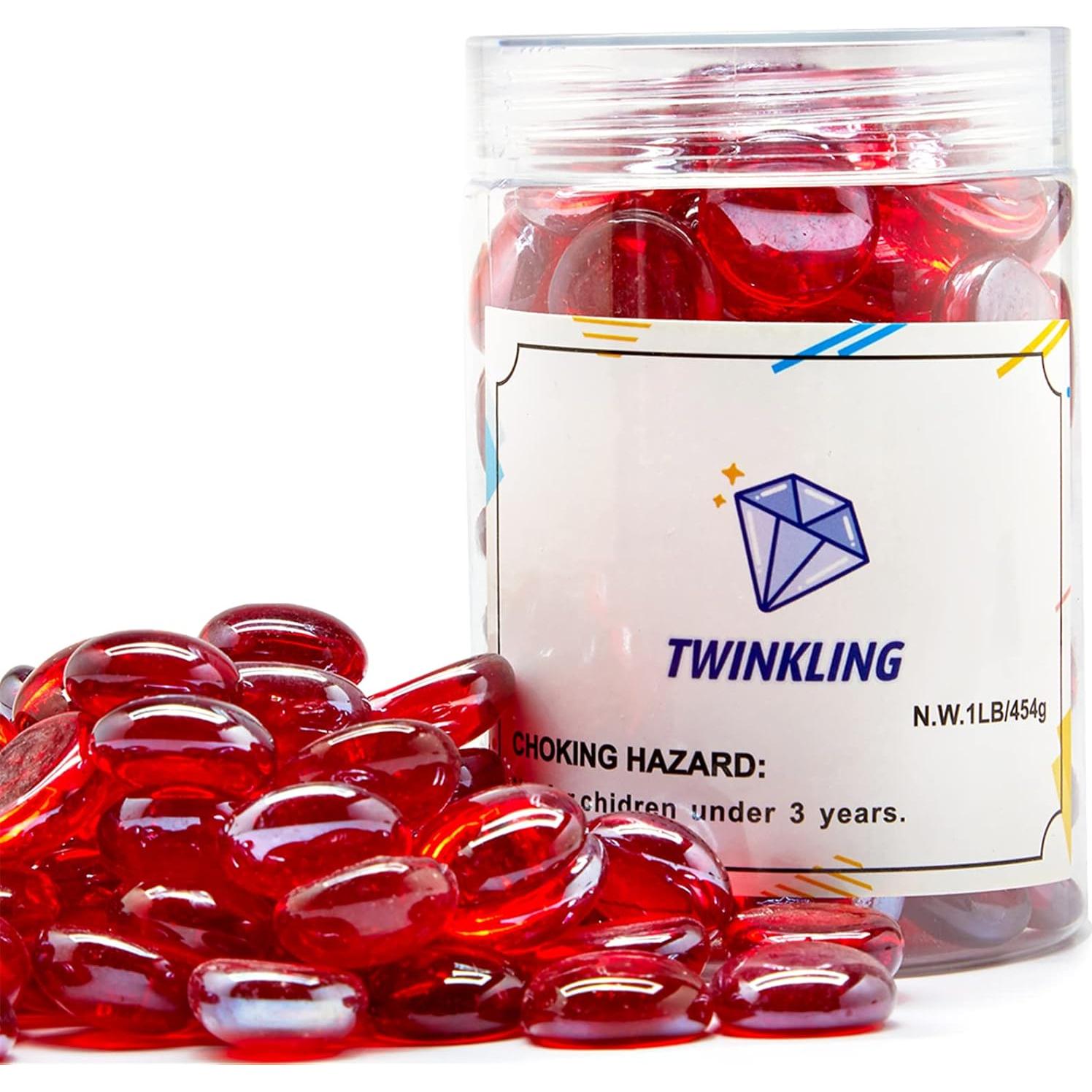 Perlas de Vidrio Brillantes TWINKLING 17-19mm Tarro 454g Rojo