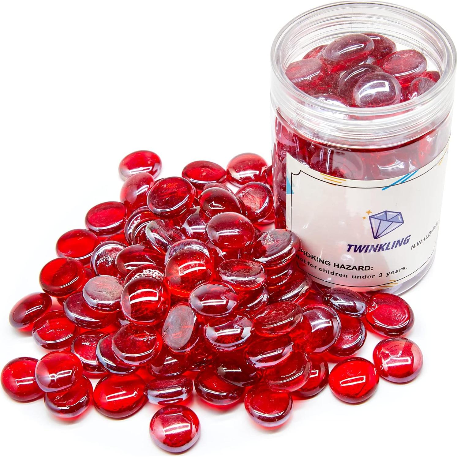 Perlas de Vidrio Brillantes TWINKLING 17-19mm Tarro 454g Rojo
