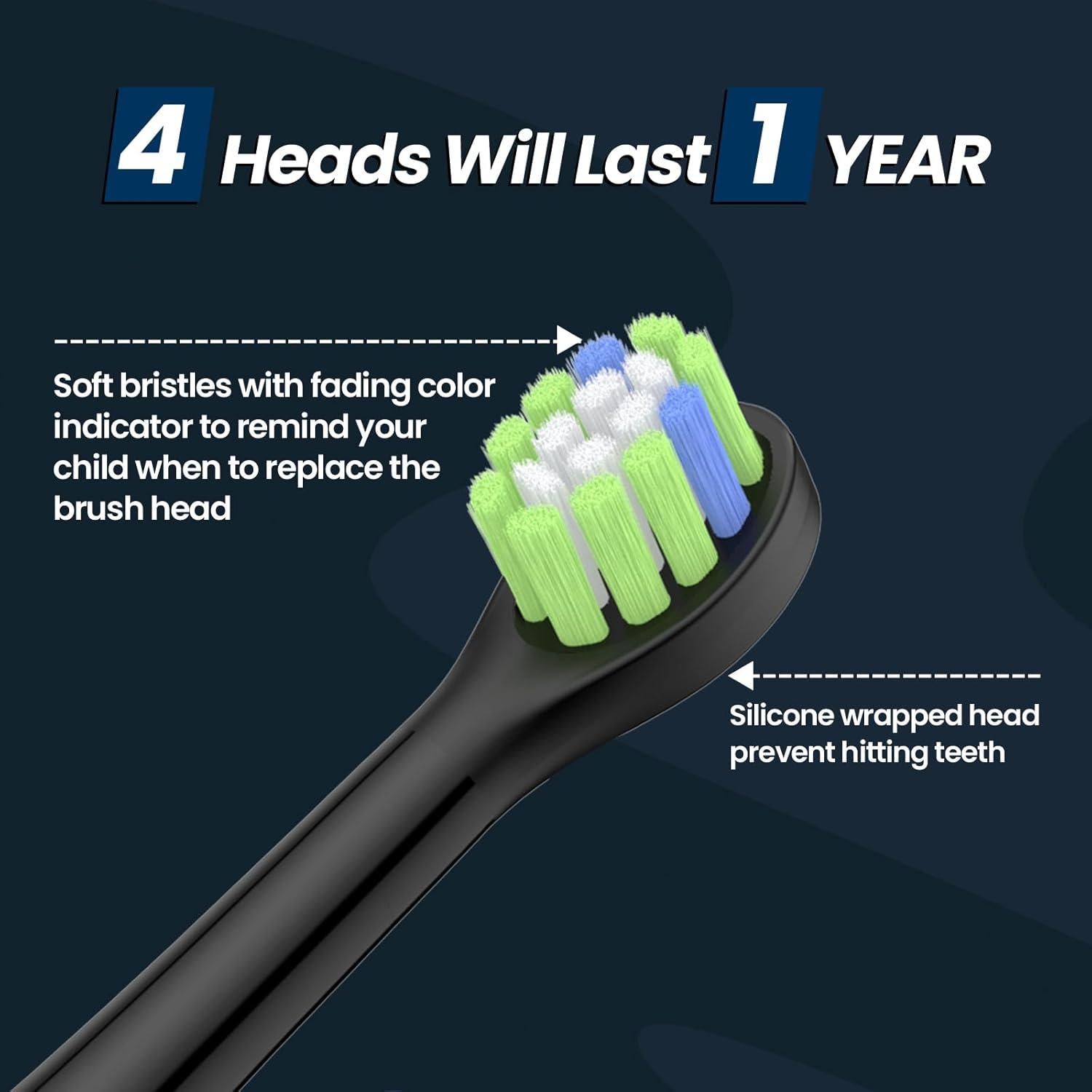 Cepillo de Dientes Eléctrico YUNCHI K5 para Niños Negro