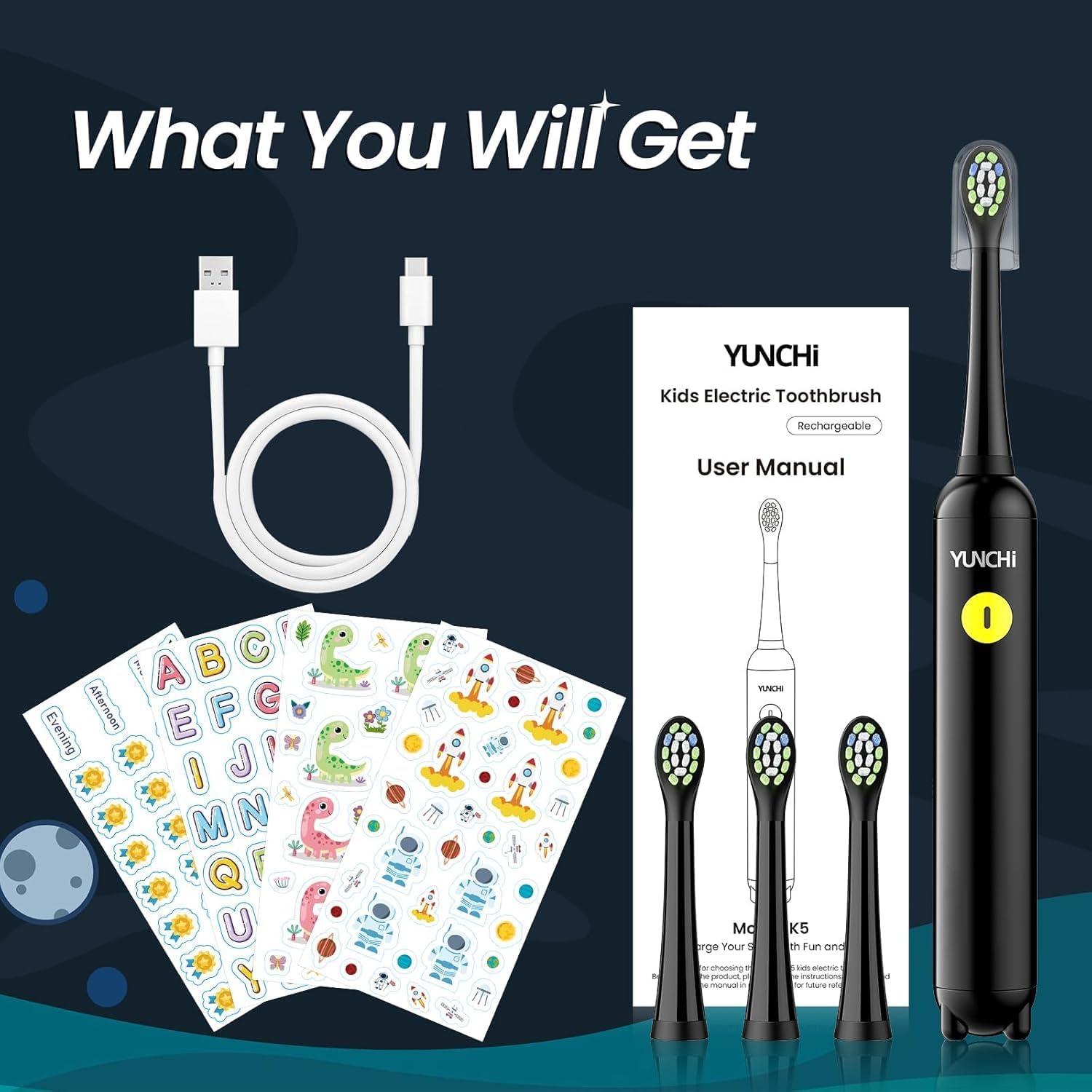 Cepillo de Dientes Eléctrico YUNCHI K5 para Niños Negro