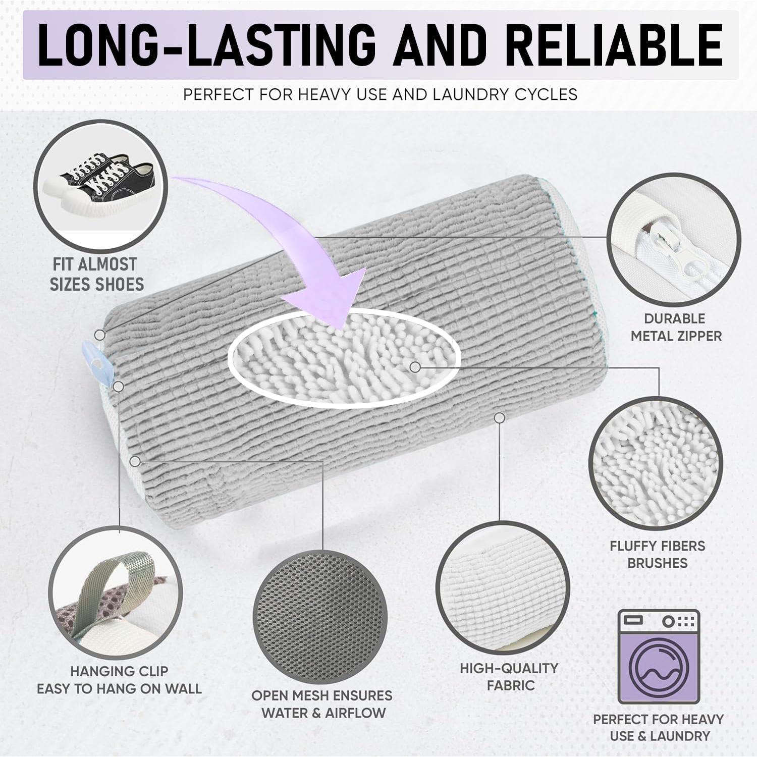 Bolsa de Lavado de Zapatos Chenille Reutilizable 17.78x33.02cm Gris