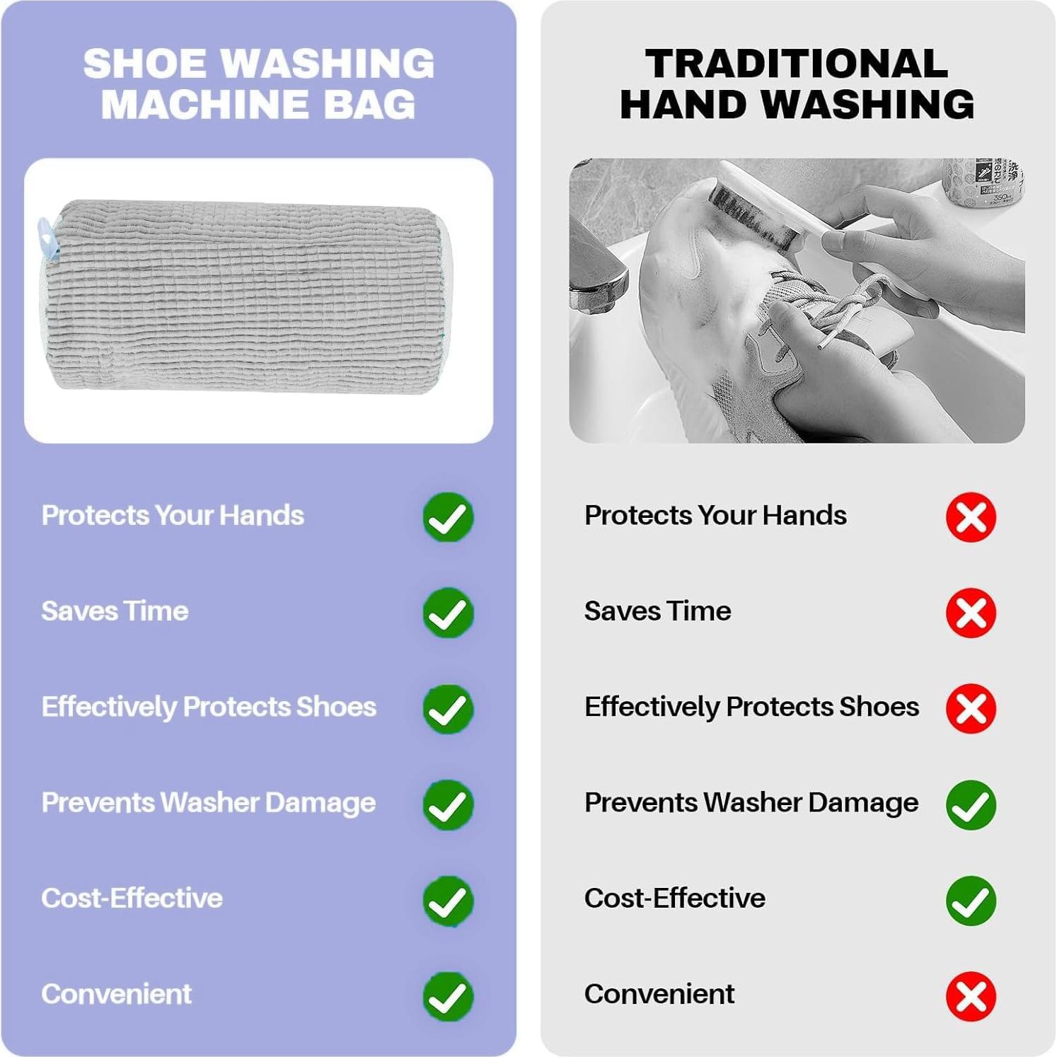 Bolsa de Lavado de Zapatos Chenille Reutilizable 17.78x33.02cm Gris