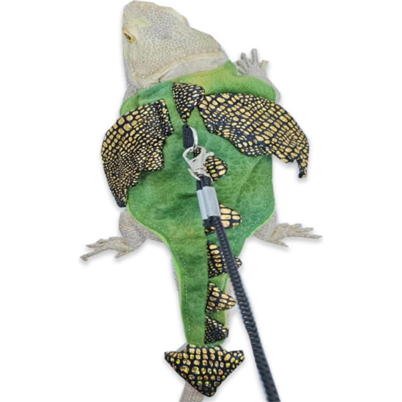 Conjunto Arnés y Correa Dragón Barbudo WCDJOMOP Halloween S Verde