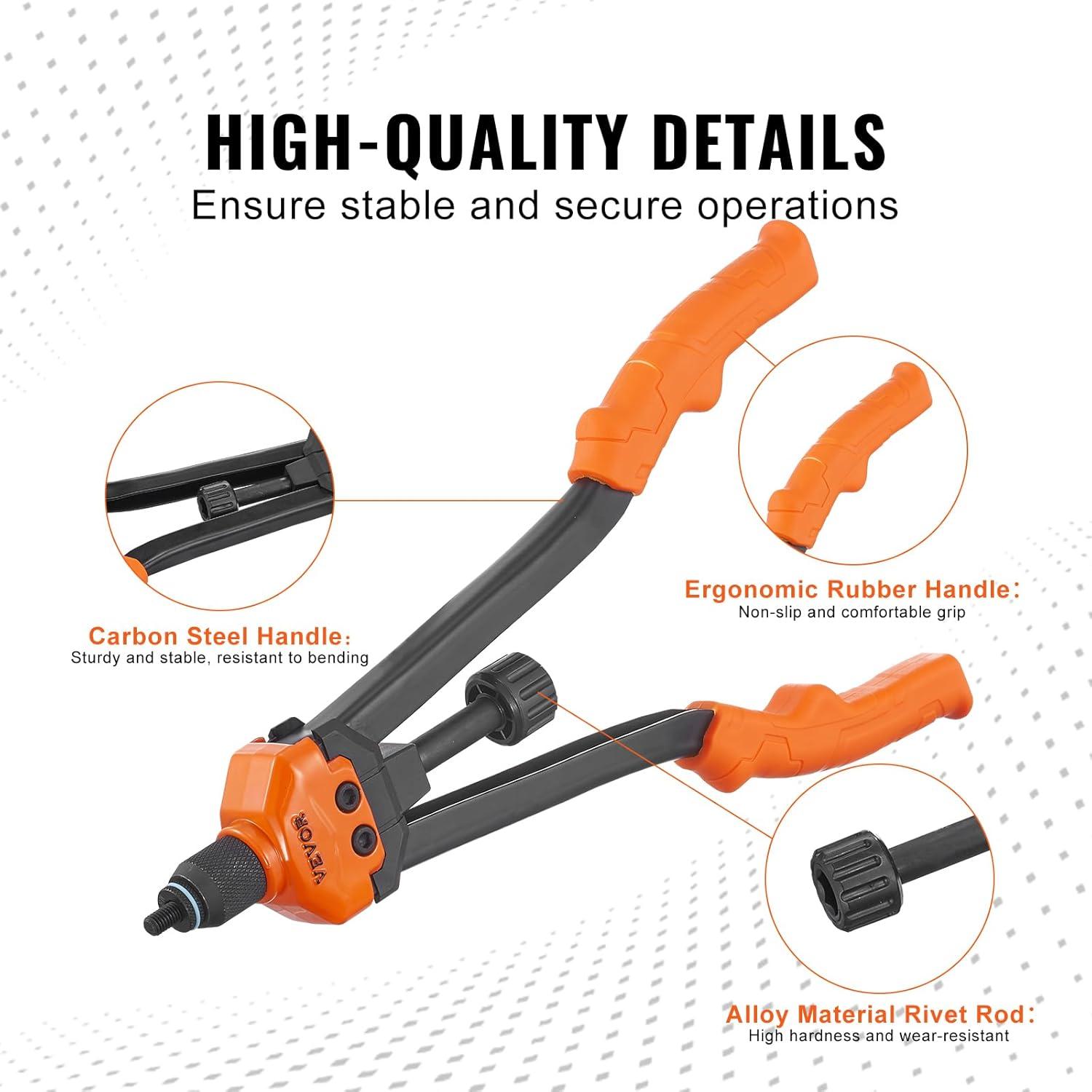 Kit de Herramienta Remachadora VEVOR 16" con 186 Tuercas