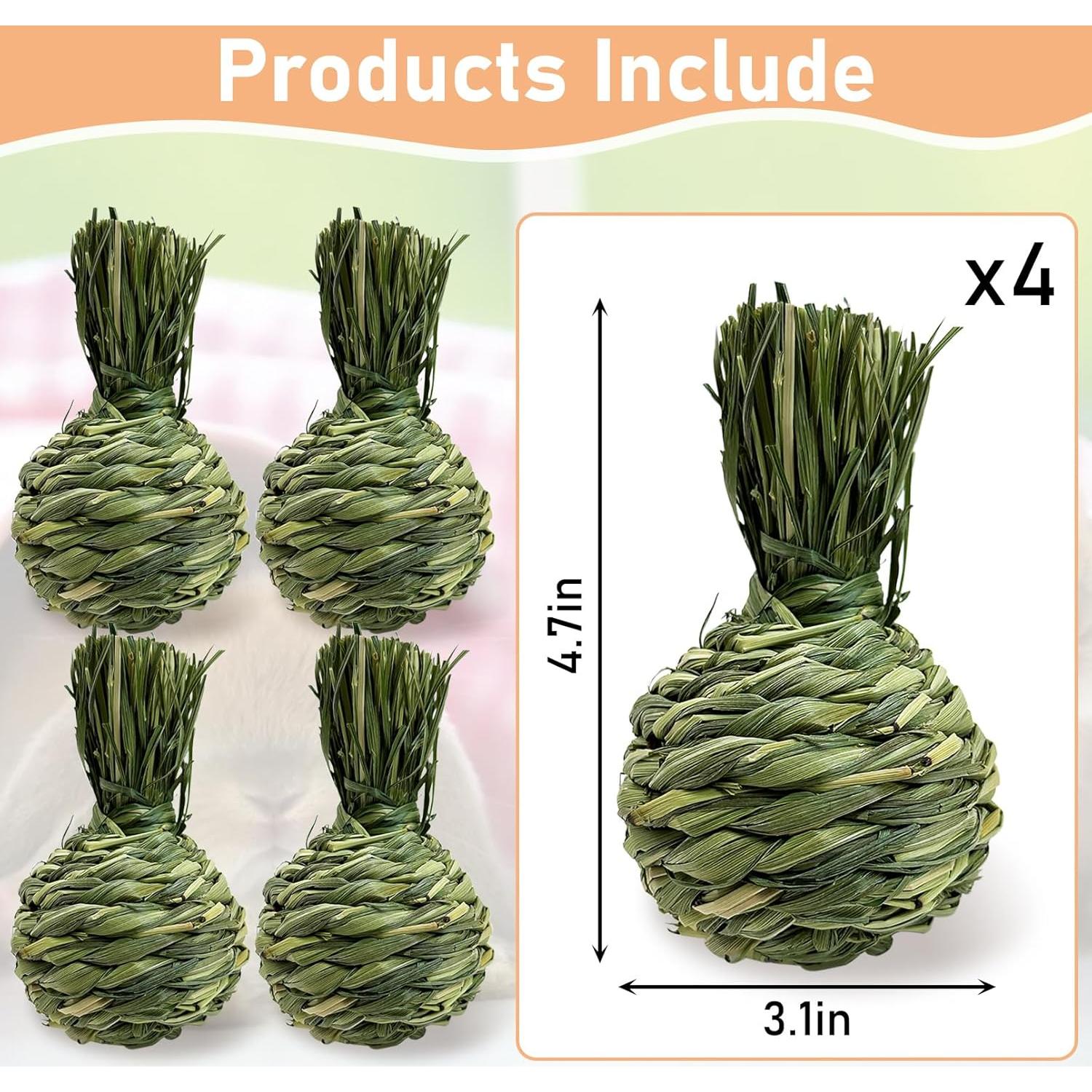 Bola de Masticar Natural Hamiledyi para Conejos 4PCS