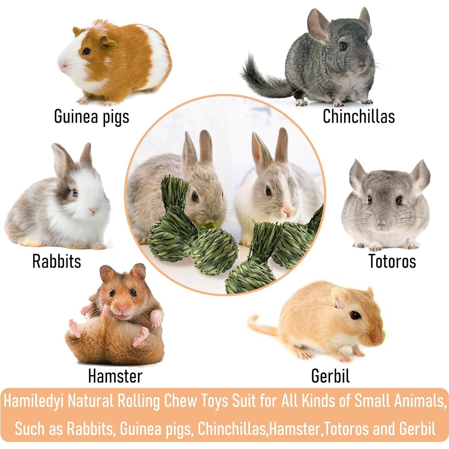 Bola de Masticar Natural Hamiledyi para Conejos 4PCS