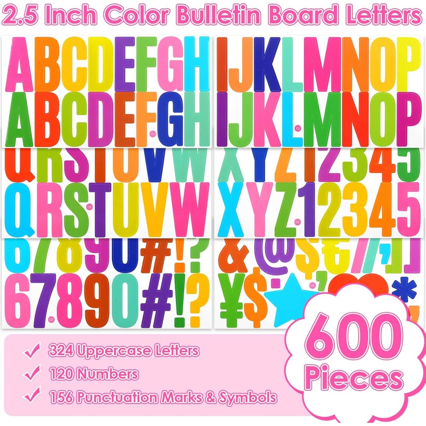 Calcomanías de Letras Coloridas Acejoz 600 Pcs 6.35 cm