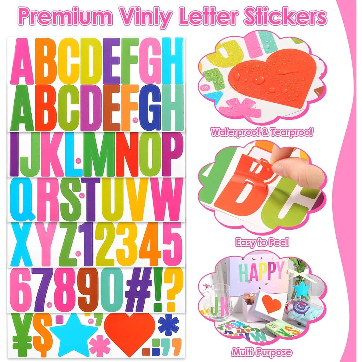 Calcomanías de Letras Coloridas Acejoz 600 Pcs 6.35 cm