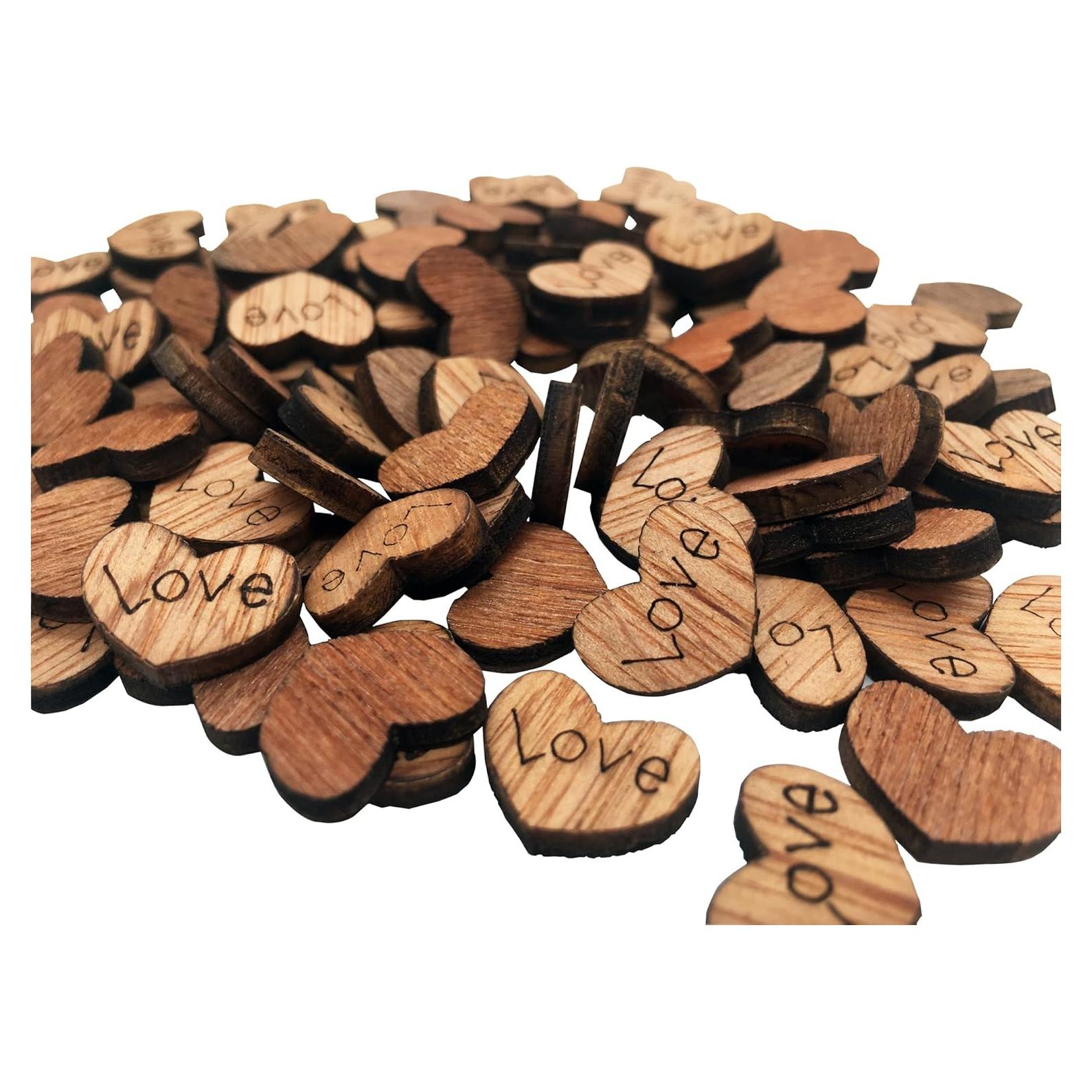Paquete de 100 Corazones de Madera T-shin para Decoración