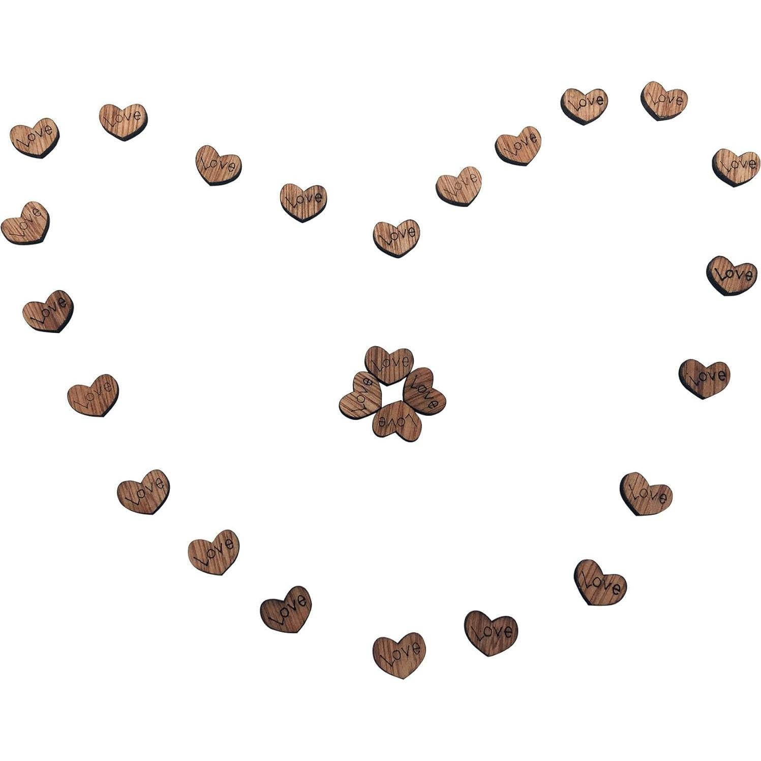 Paquete de 100 Corazones de Madera T-shin para Decoración