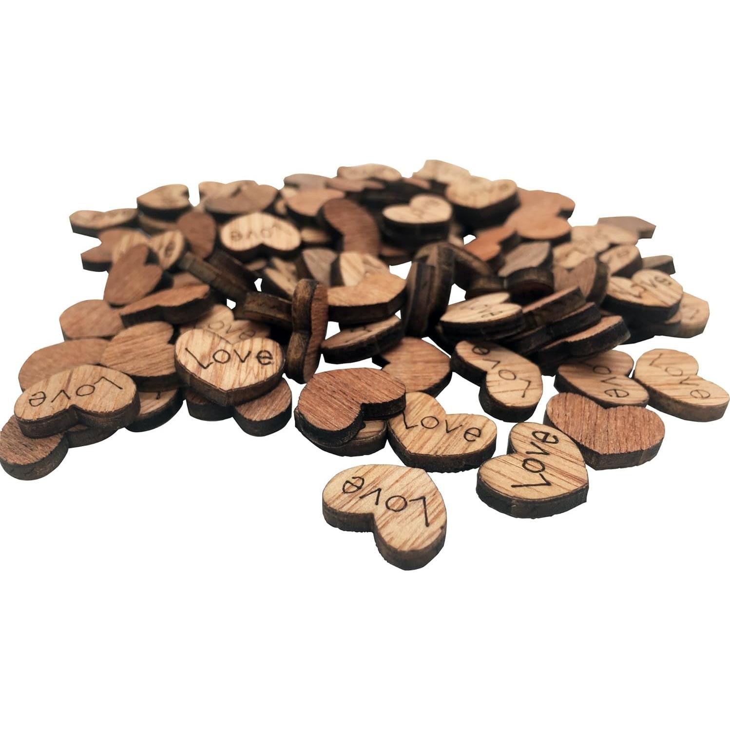 Paquete de 100 Corazones de Madera T-shin para Decoración