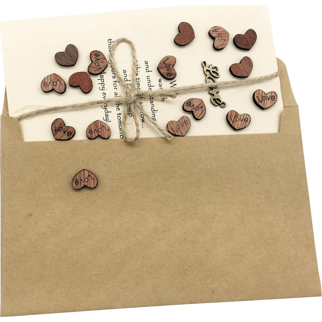 Paquete de 100 Corazones de Madera T-shin para Decoración