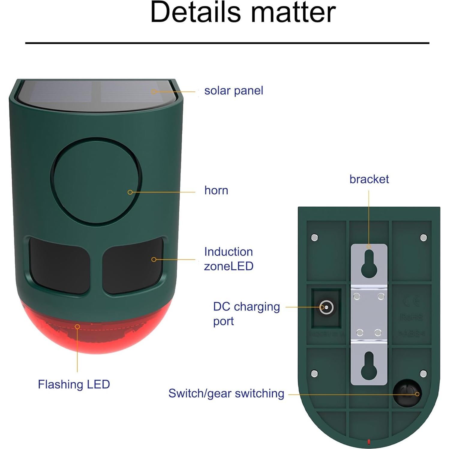 Alarma Solar de Movimiento QXMH 110dB para Exteriores