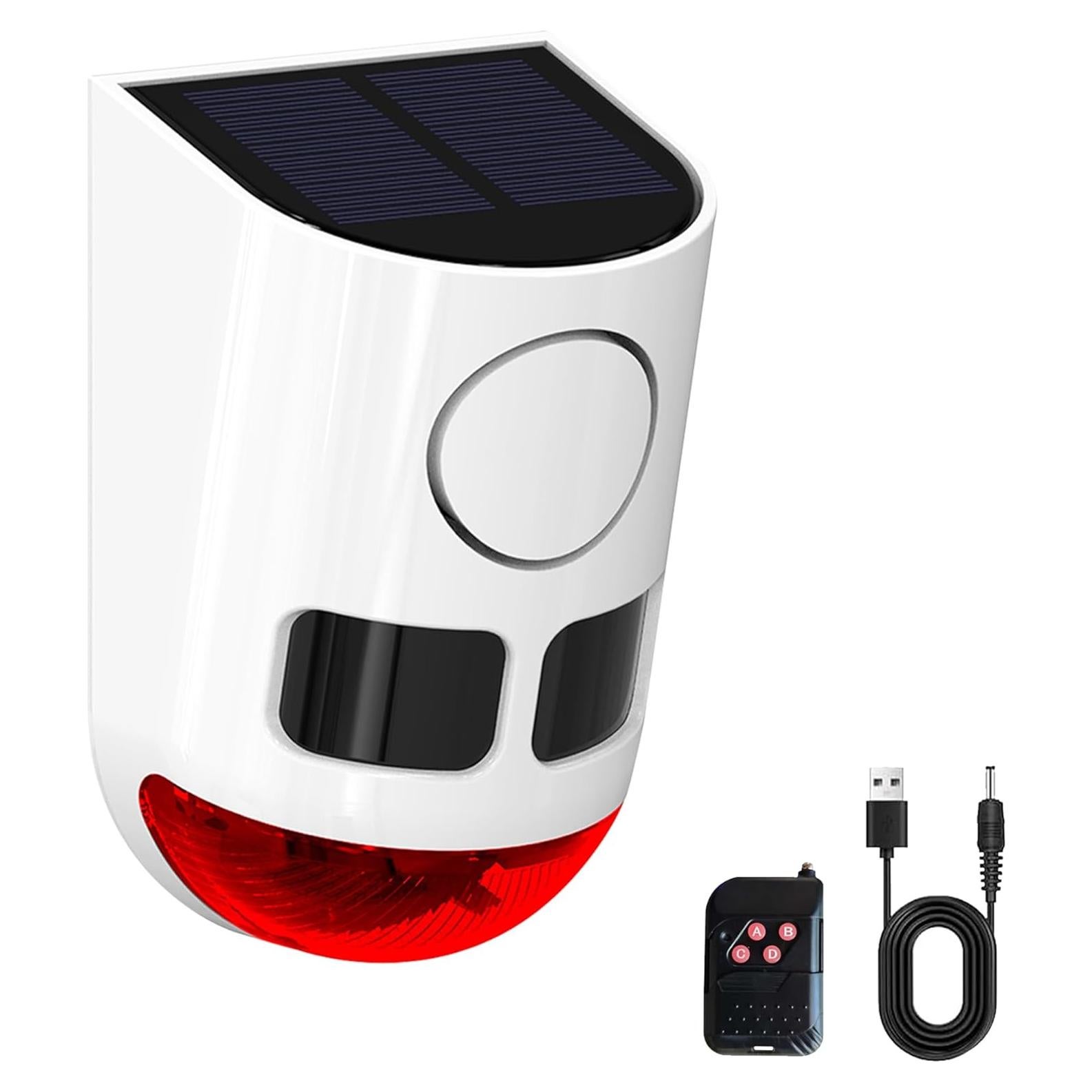 Alarma Solar de Movimiento QXMH 110dB con Luz Estroboscópica