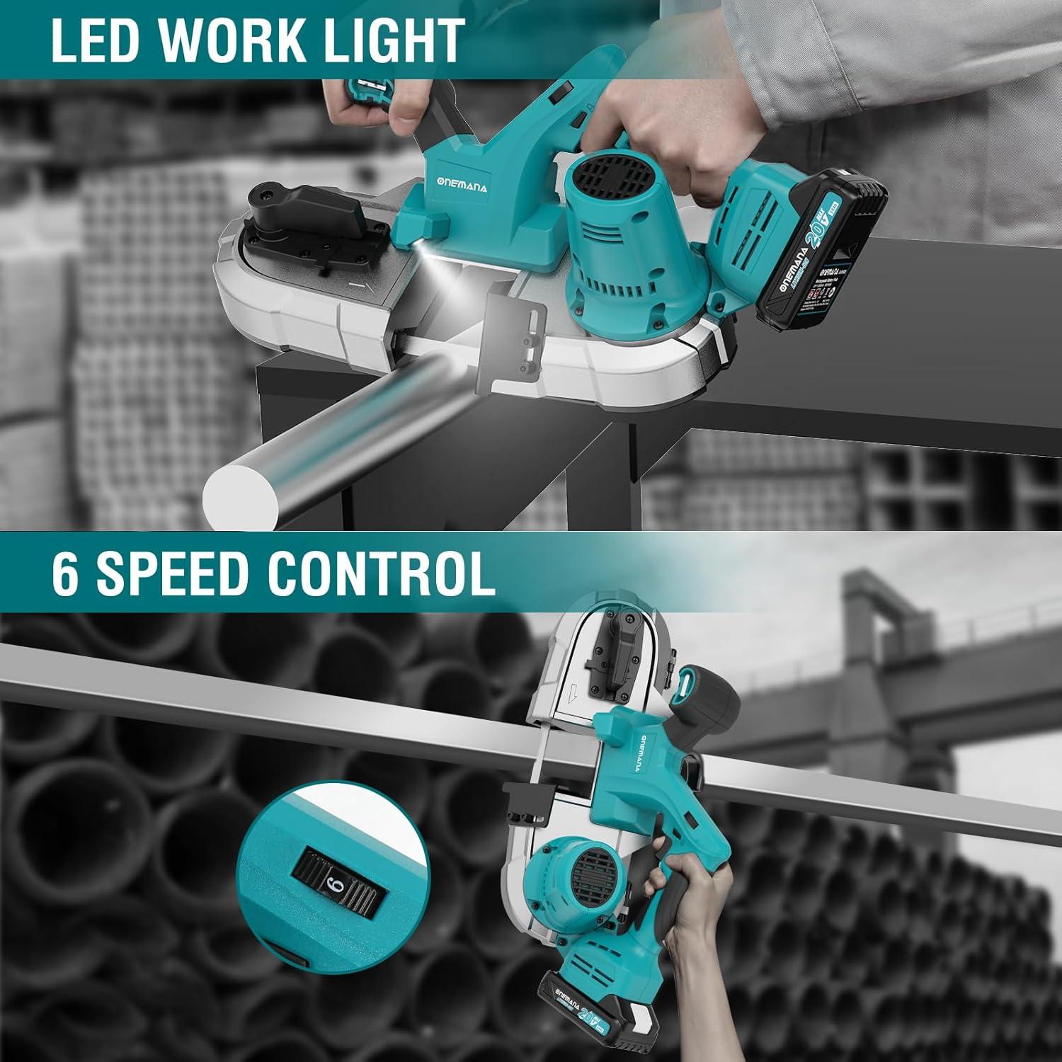 Sierra de Banda Inalámbrica ONEMANA 20V 2.5" con Batería