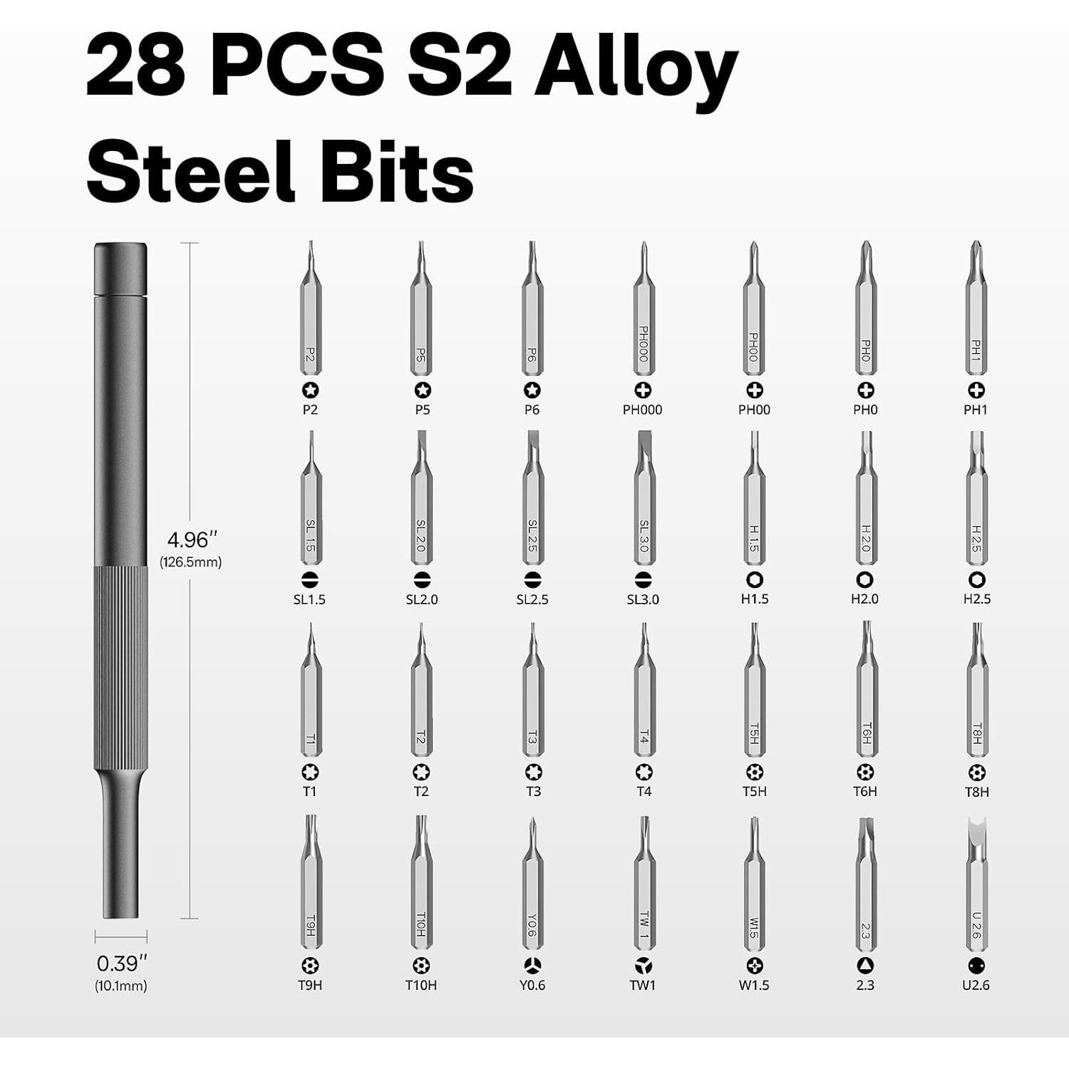 Juego de Destornilladores de Precisión HOTO 28 en 1 con Caja