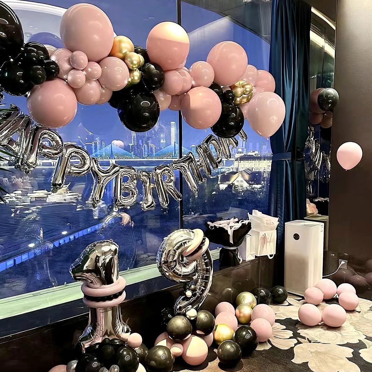 Kit de Arco de Globos Mebay 156 Piezas Negro Rosa Dorado