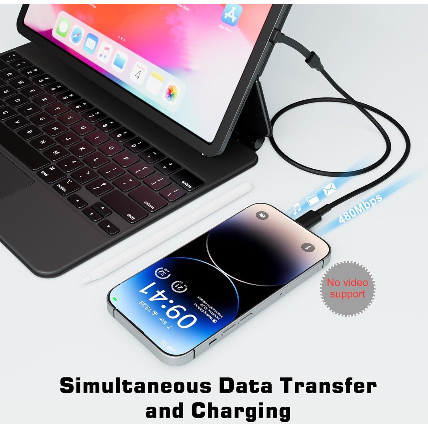 Cable USB C a USB C DbillionDa 0.30m Carga Rápida 60W Ángulo Derecho