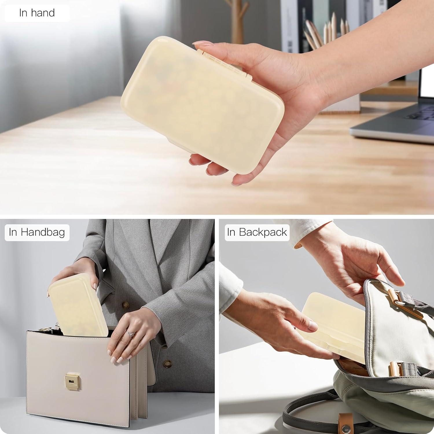 Organizador Semanal de Pastillas FYY Beige, 8 Compartimentos