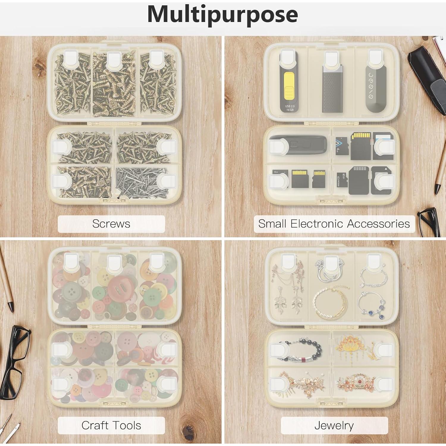 Organizador Semanal de Pastillas FYY Beige, 8 Compartimentos