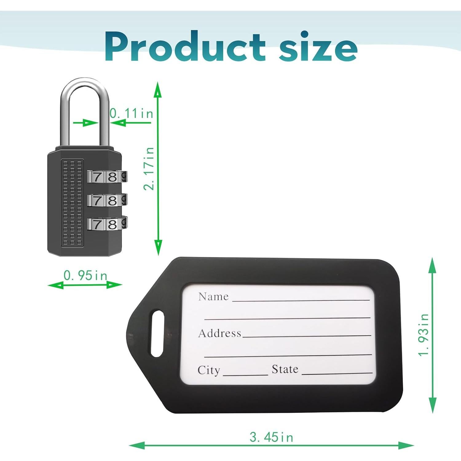 6 Candados de Combinación DUALCROWN + 6 Etiquetas de Viaje