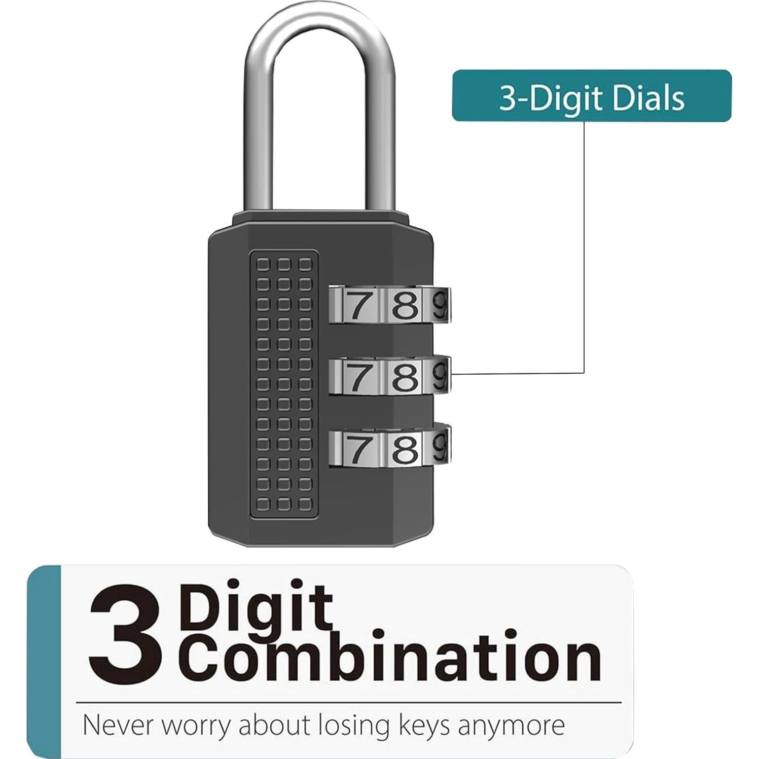 6 Candados de Combinación DUALCROWN + 6 Etiquetas de Viaje