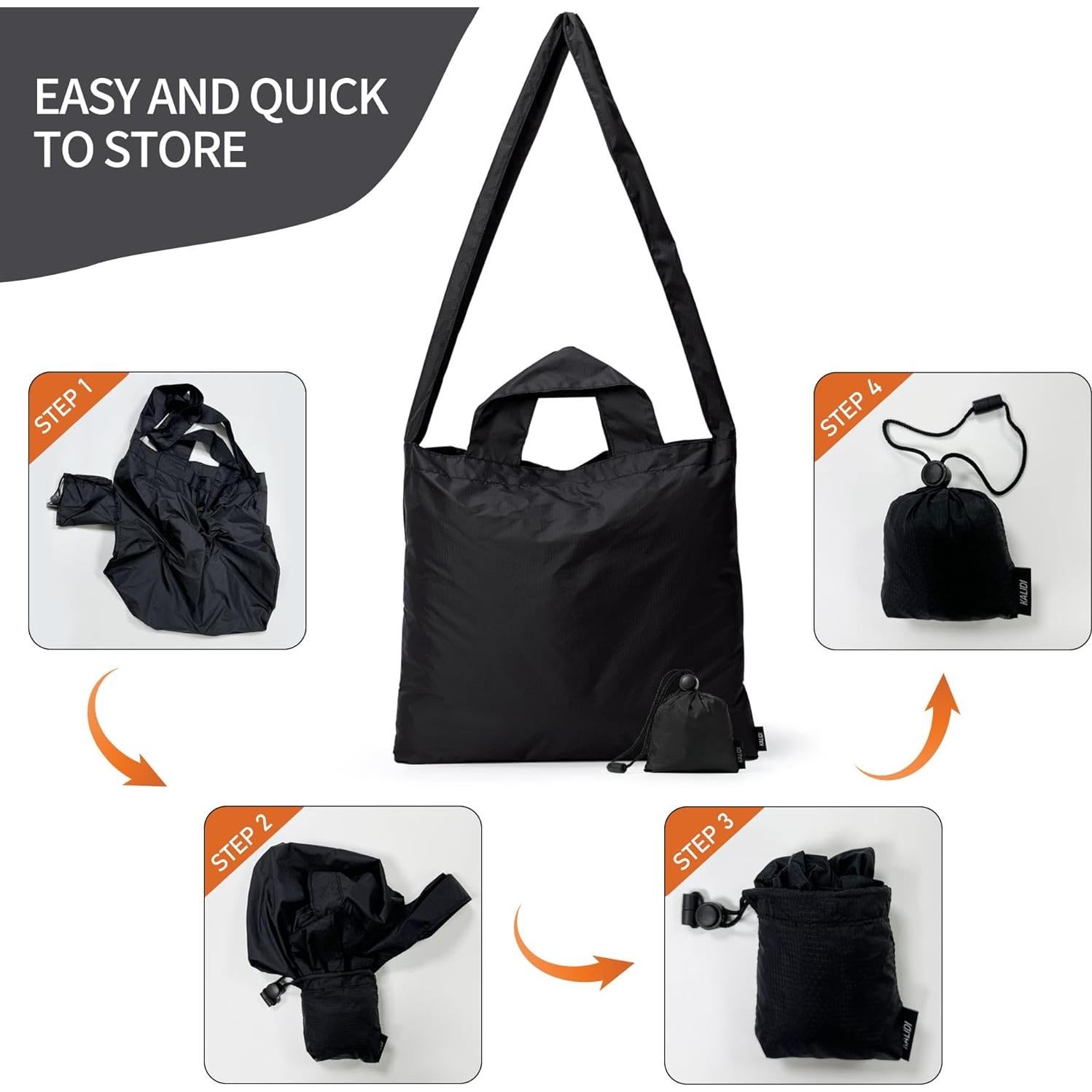 Bolsa de Compras Plegable KALIDI Negra Reutilizable 27.2 kg