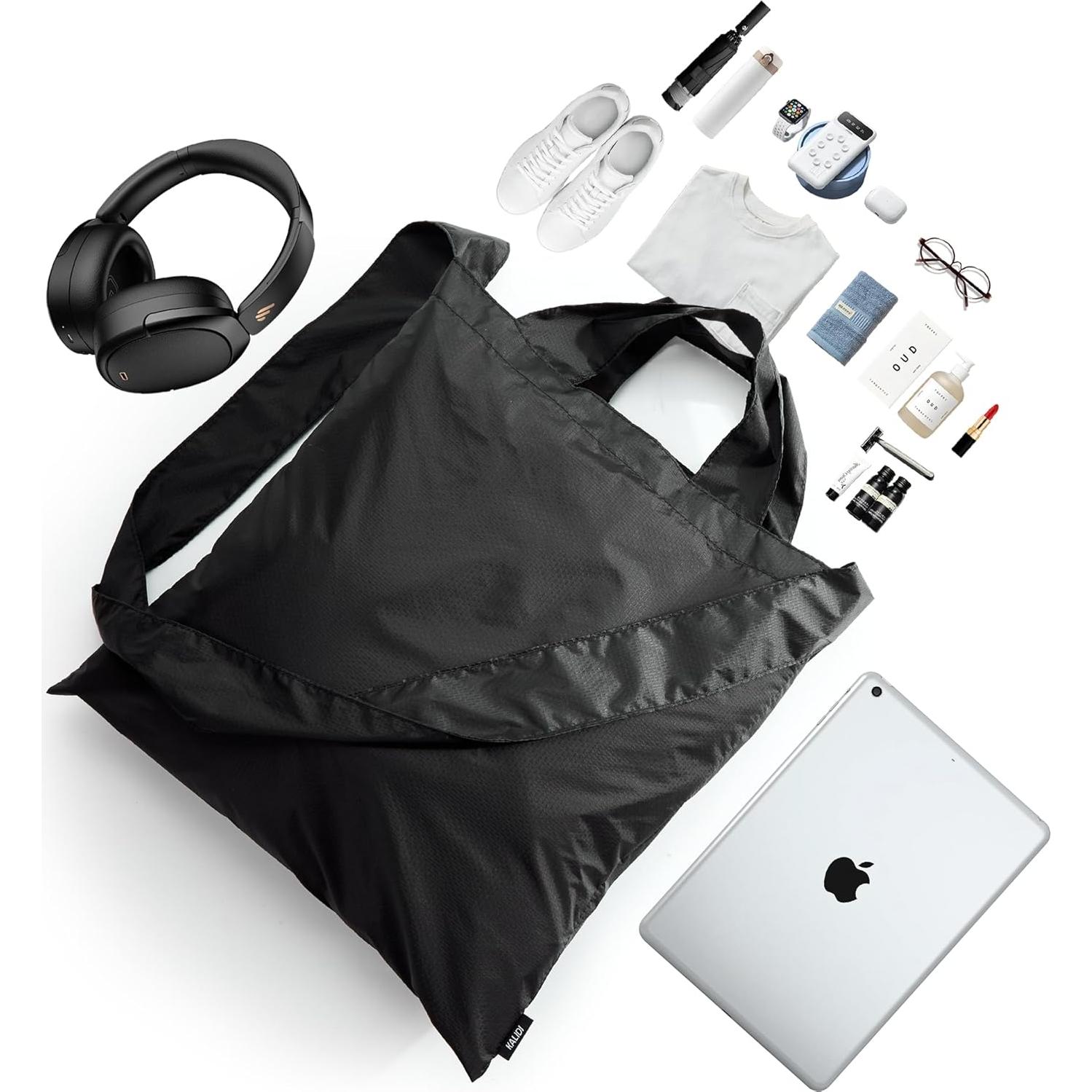 Bolsa de Compras Plegable KALIDI Negra Reutilizable 27.2 kg