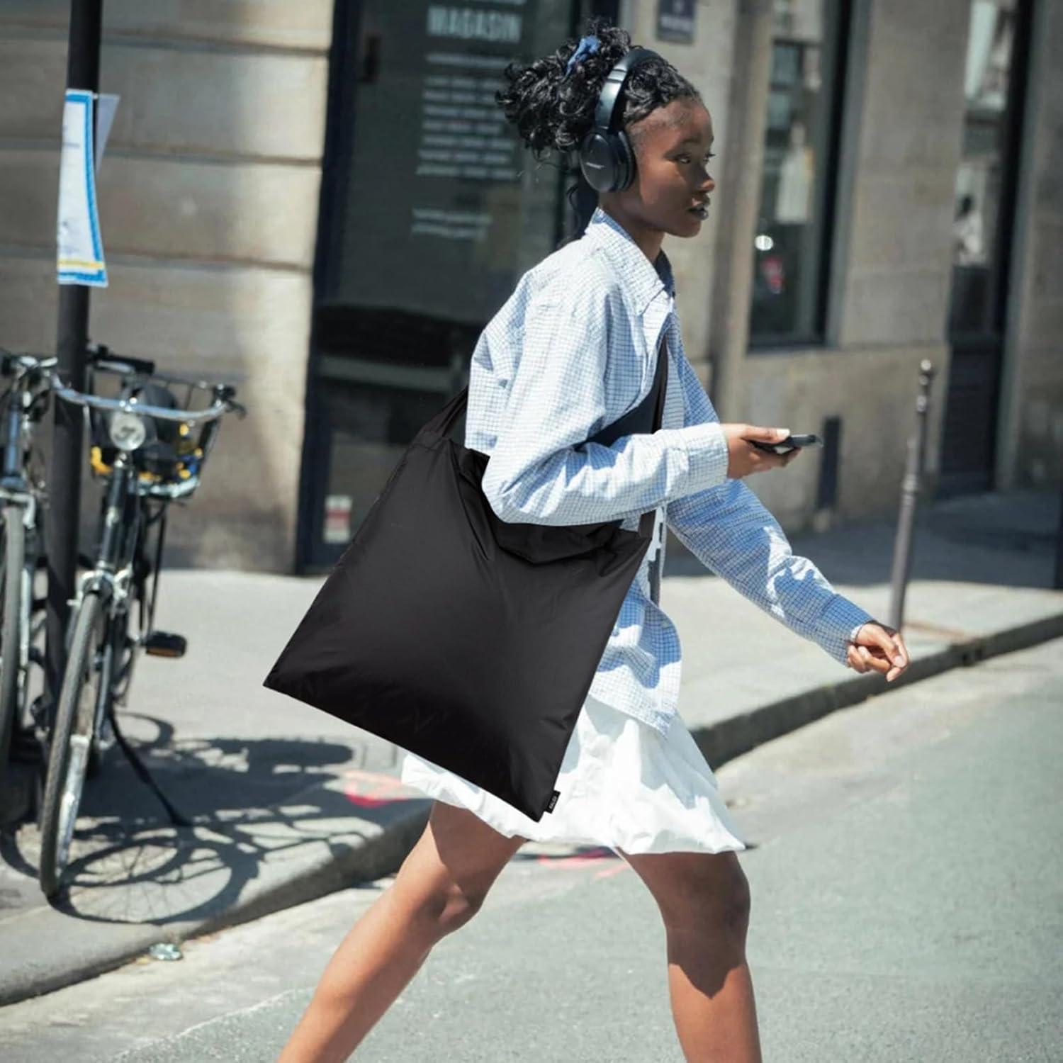 Bolsa de Compras Plegable KALIDI Negra Reutilizable 27.2 kg