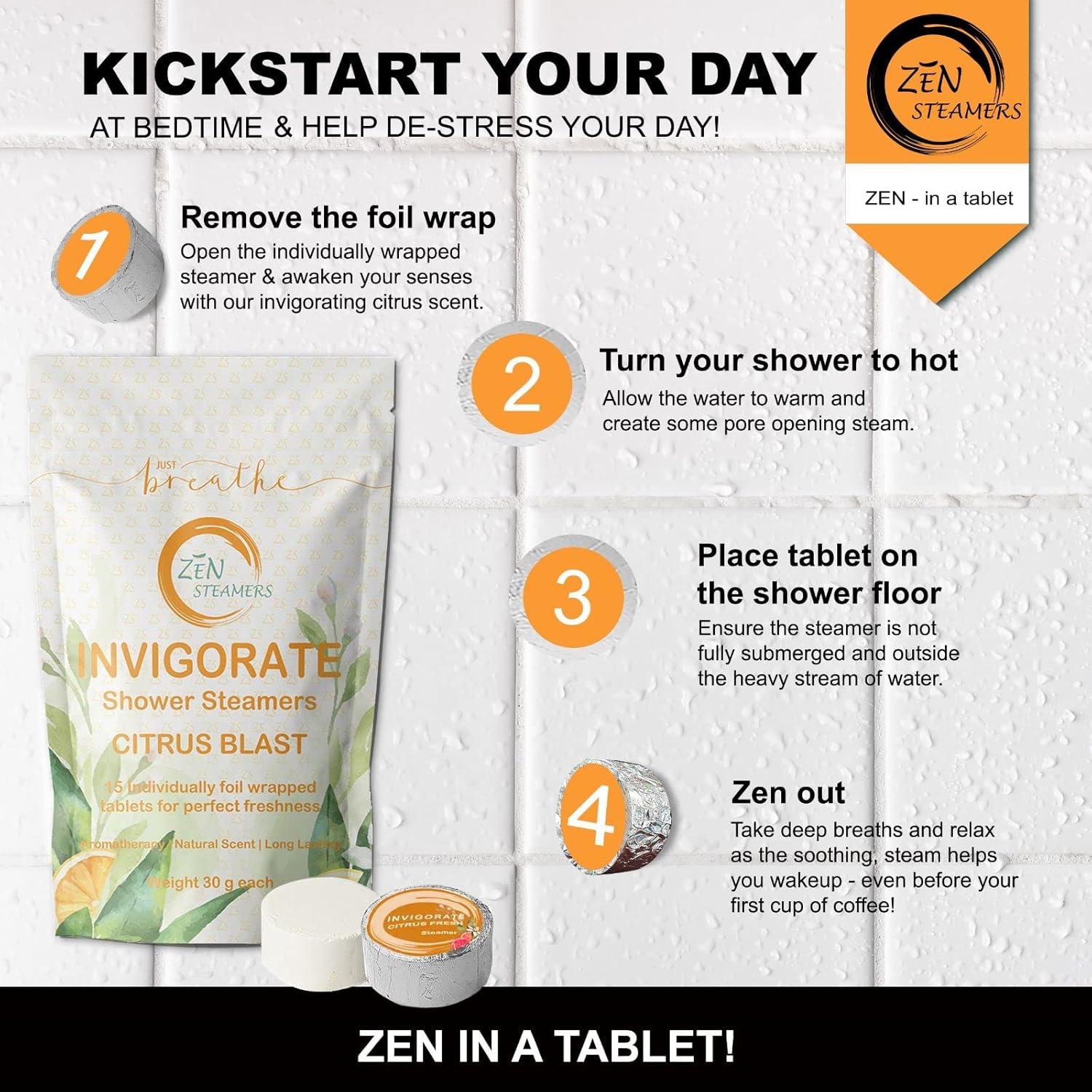 Vaporizadores de Ducha Zen Citrus Blast - Aromaterapia 15 Piezas